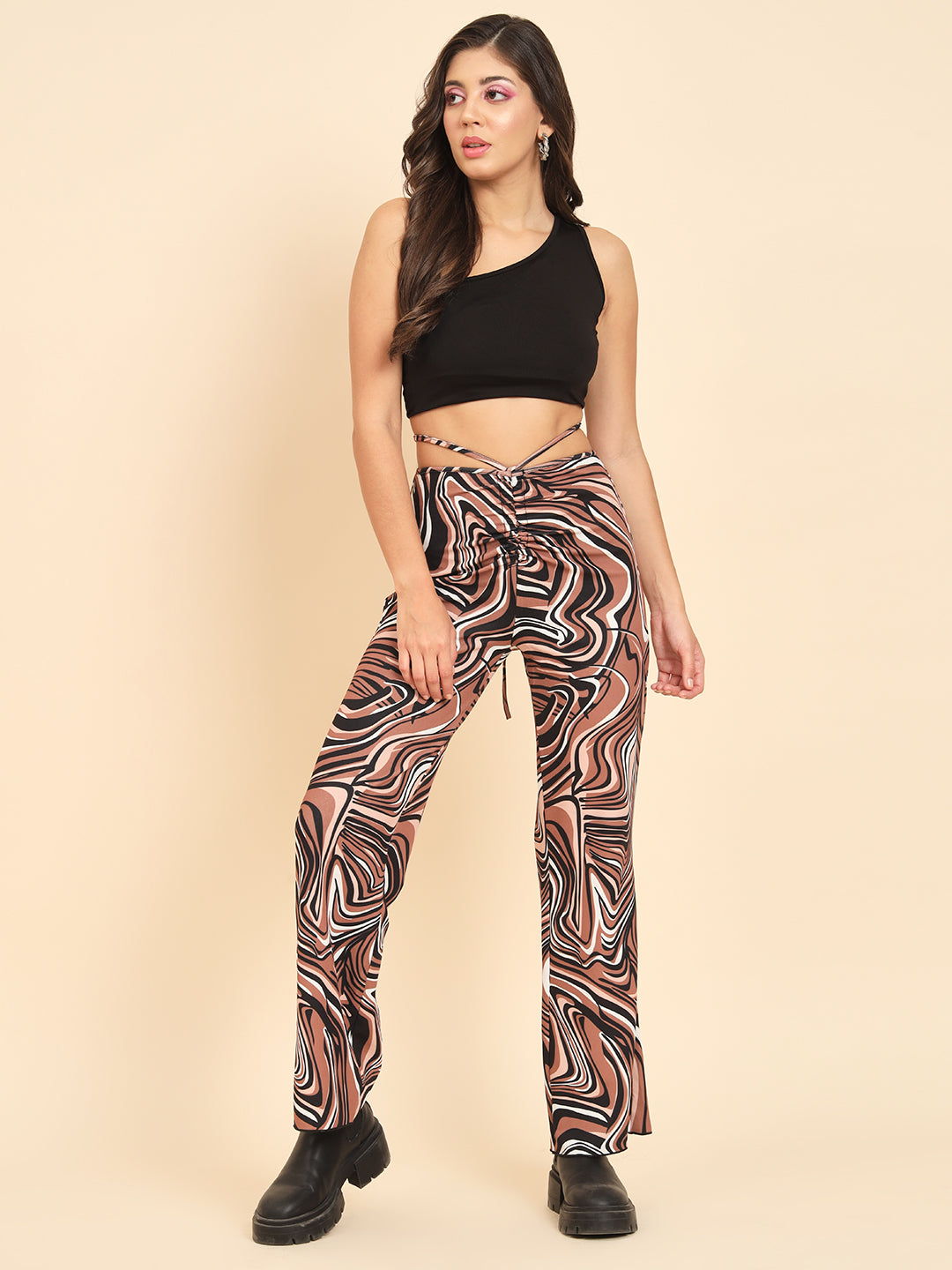 TANDUL Women Regular Fit Multicolor Lycra Trousers