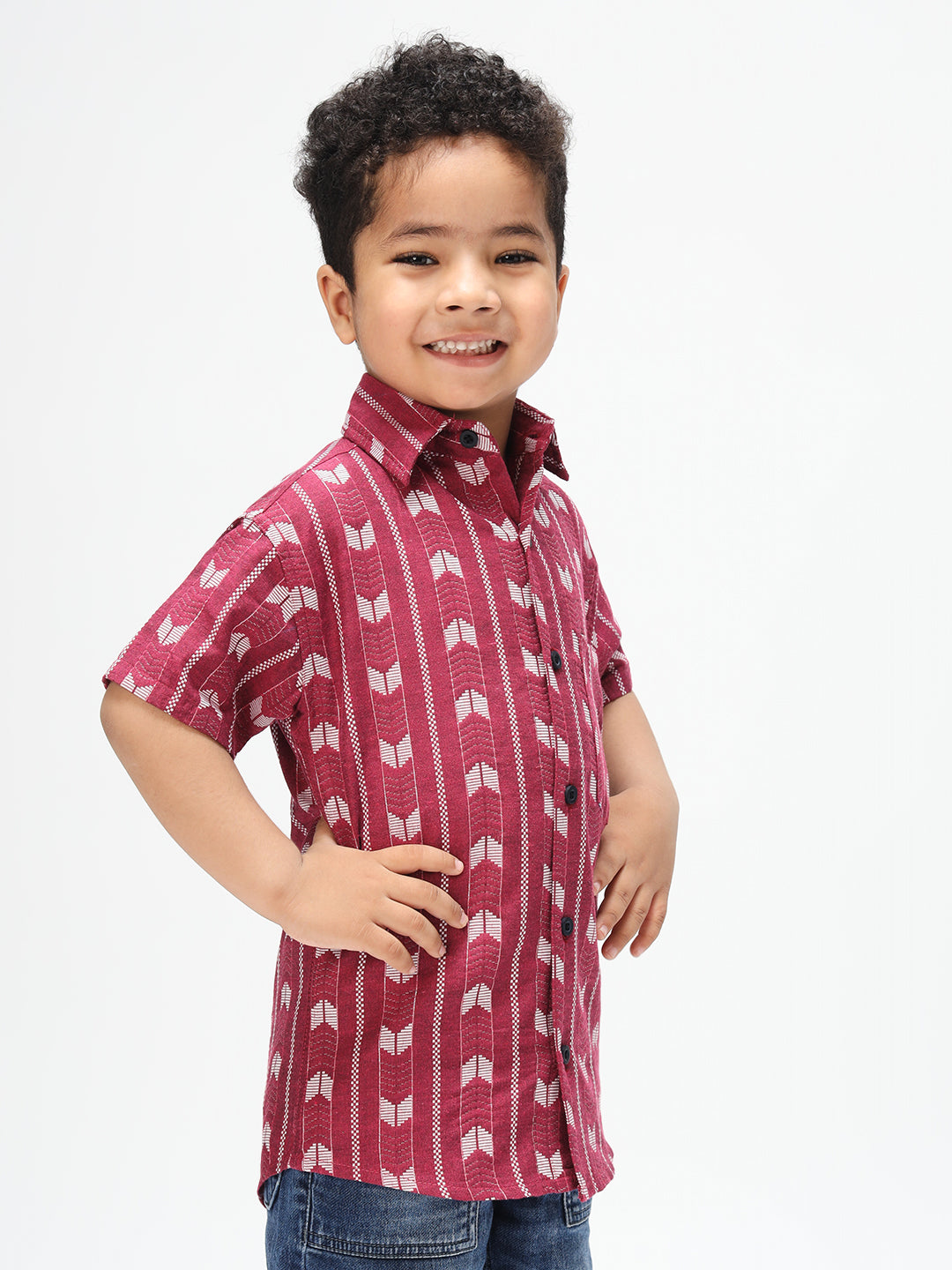 Boys Stylish Pink Shirt Printed Casual Shirt