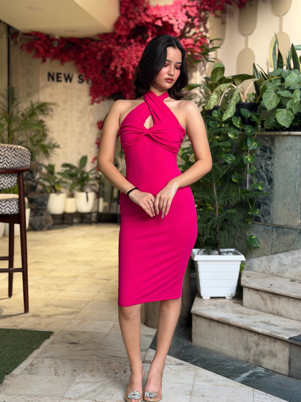TANDUL Women Bodycon Fuchsia Pink Dress