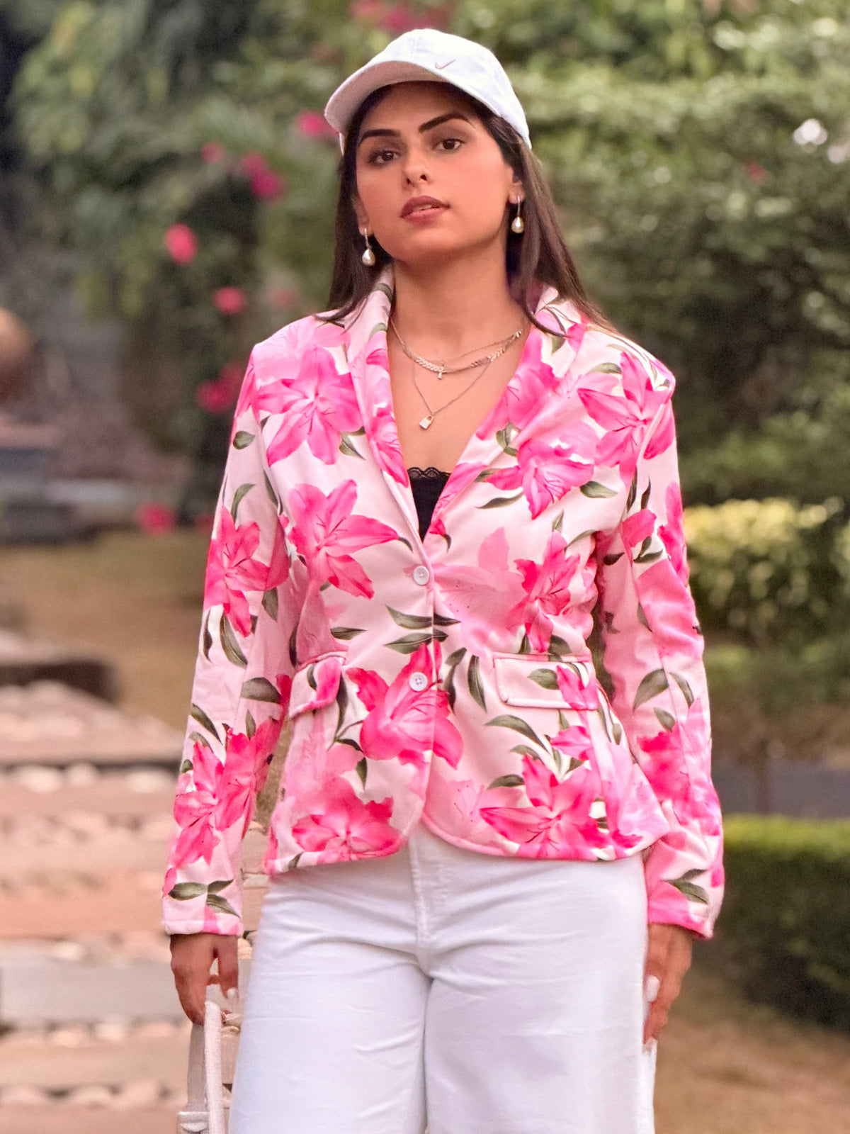 TANDUL Women Tropics Paradise Shavl-Collar Floral Blazer