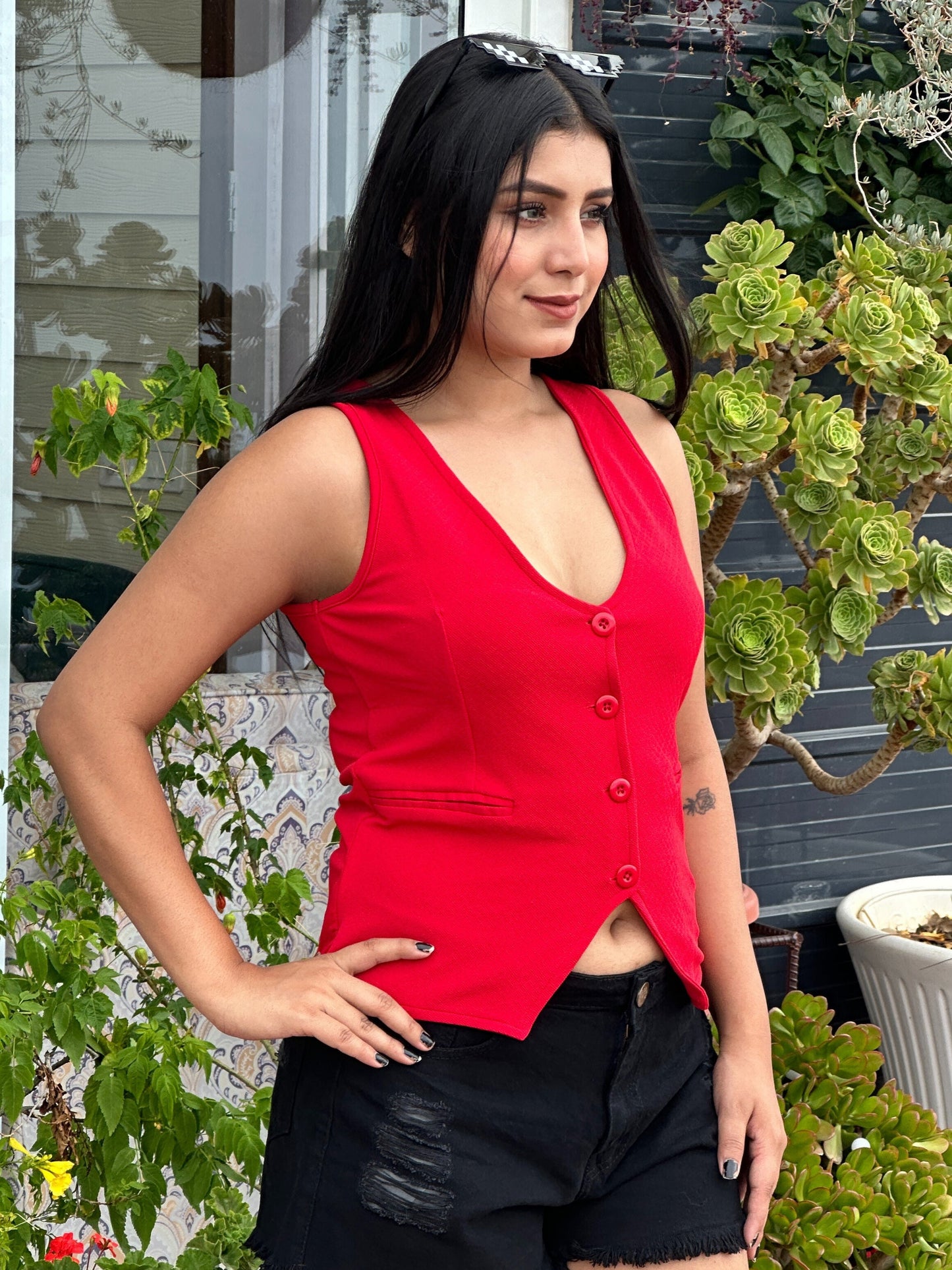 TANDUL Women Stylish Red Waistcoat