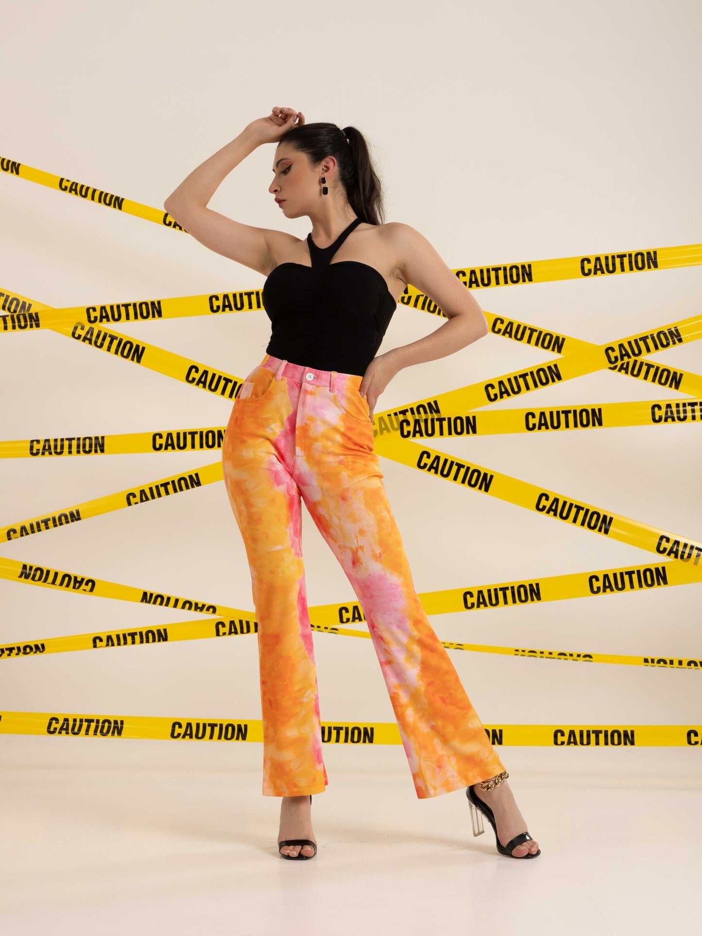 TANDUL  Women Regular Fit Multicolor Lycra Blend Trousers