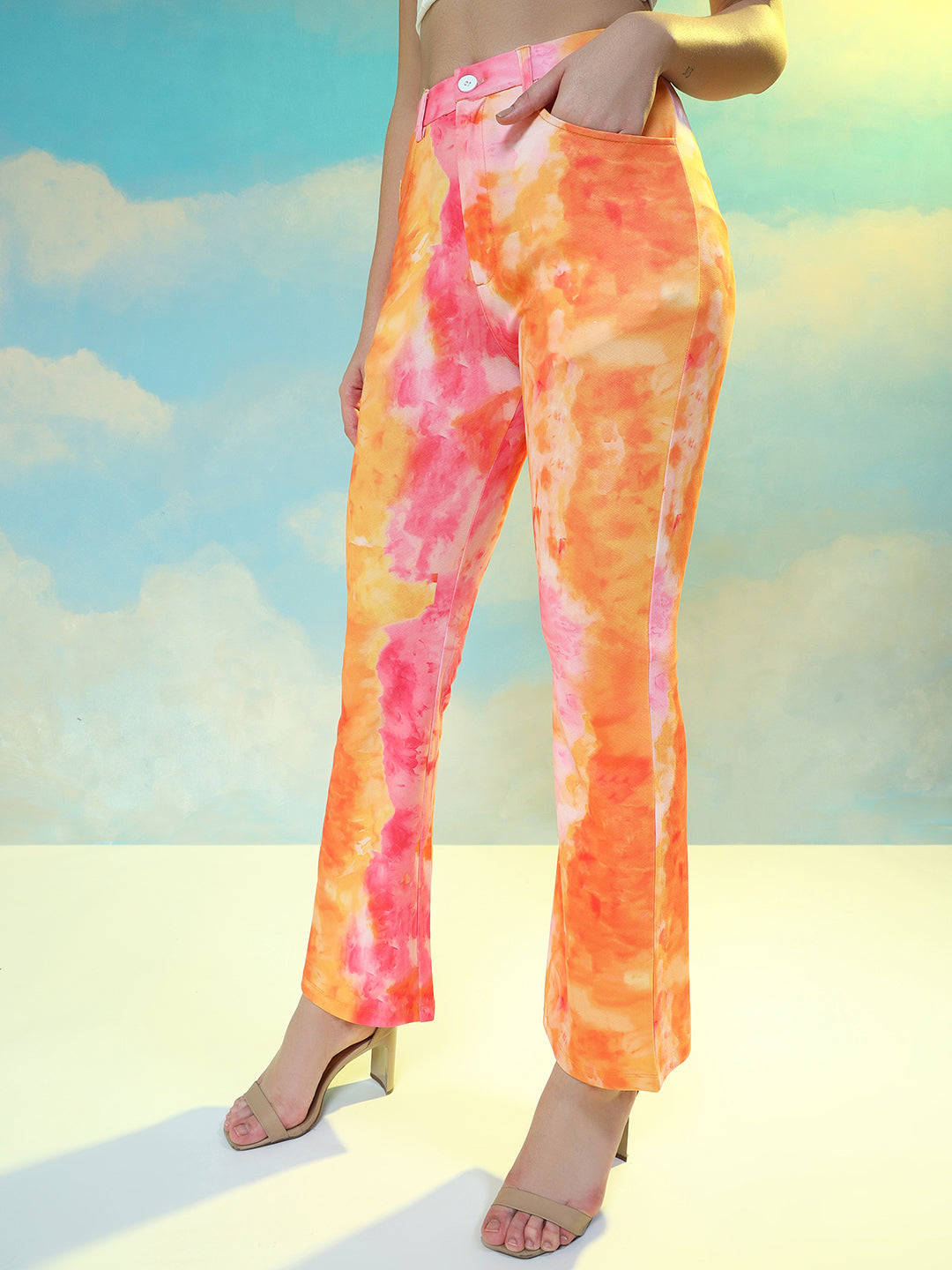 TANDUL  Women Regular Fit Multicolor Lycra Blend Trousers