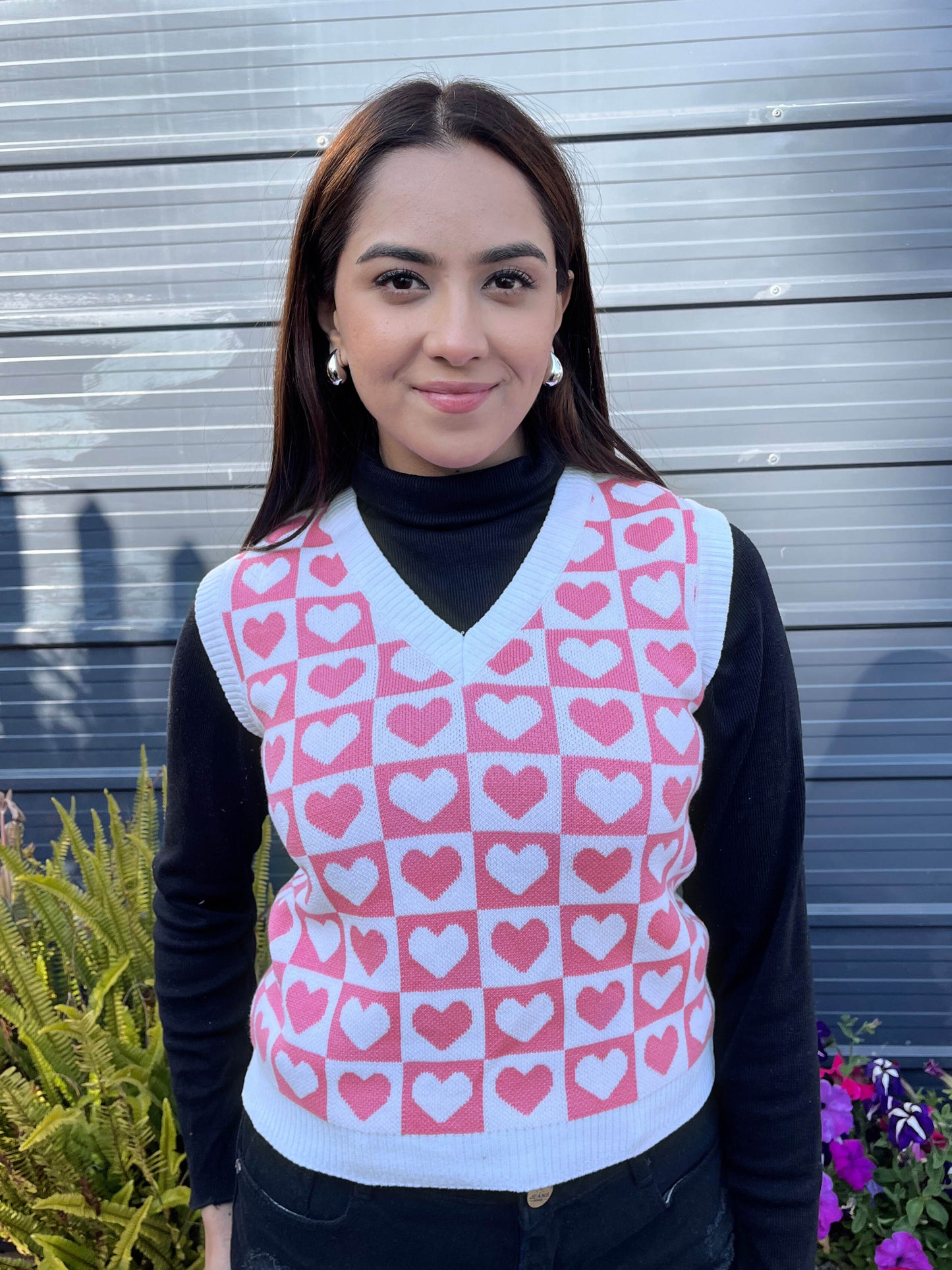 TANDUL Women Charming Pink and White Heart Sweater