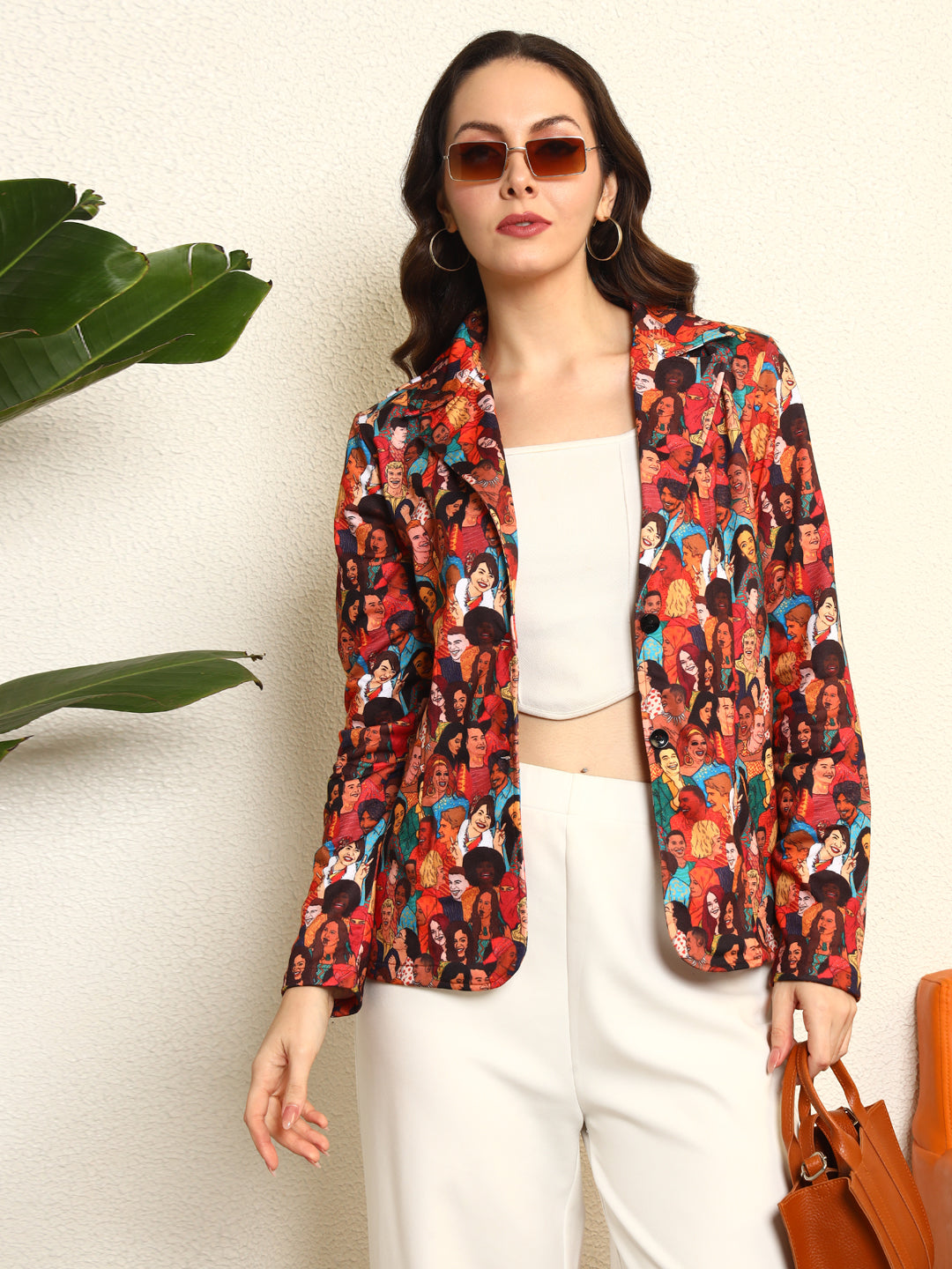 TANDUL Women Multicolor Faces Printed Blazer