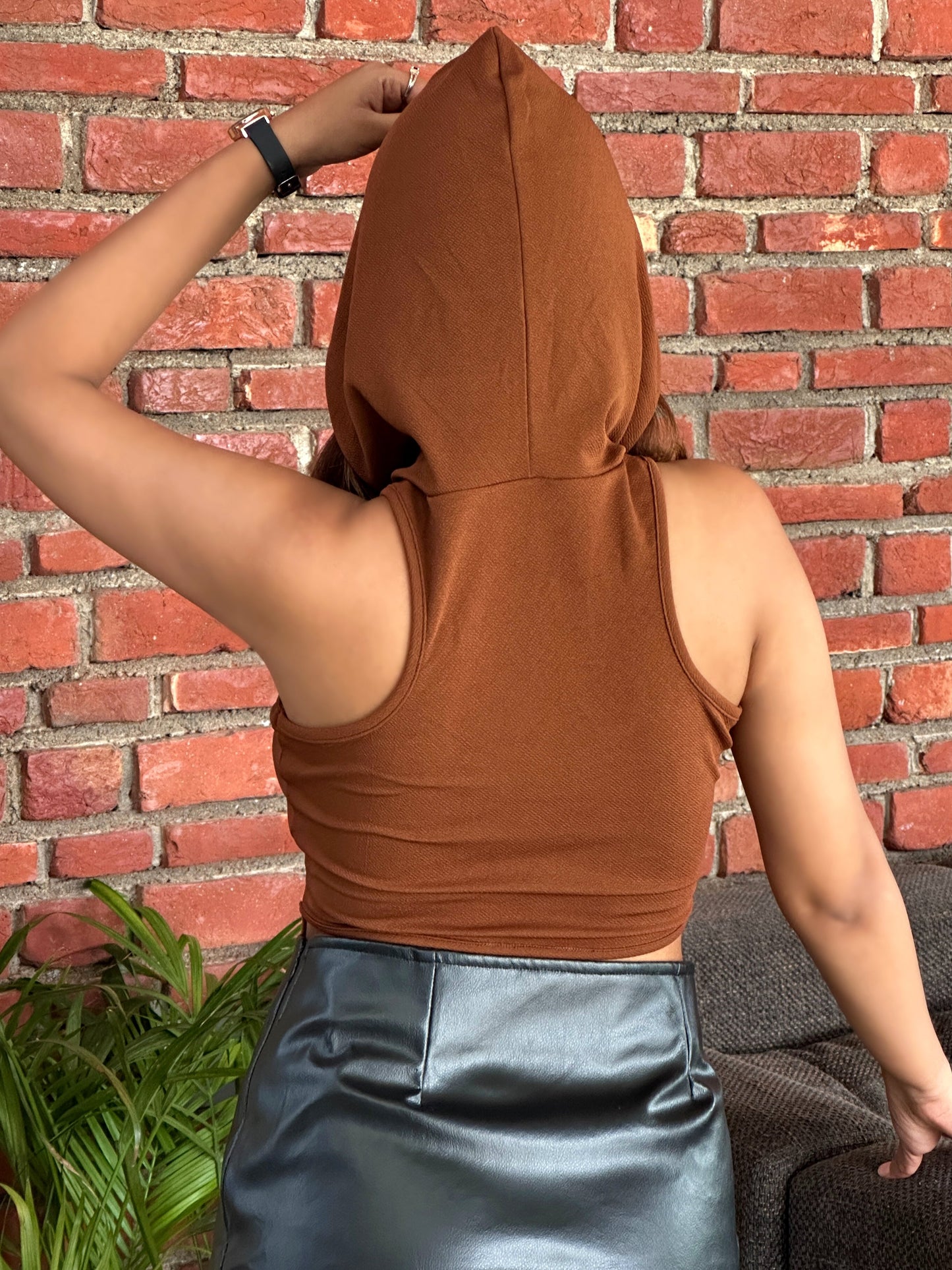 TANDUL Women chic Stylish Brown Crop Top