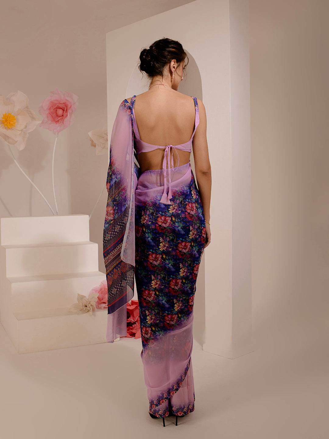 ELTIRE Exquisite Printed Bollywood Style Georgette Saree