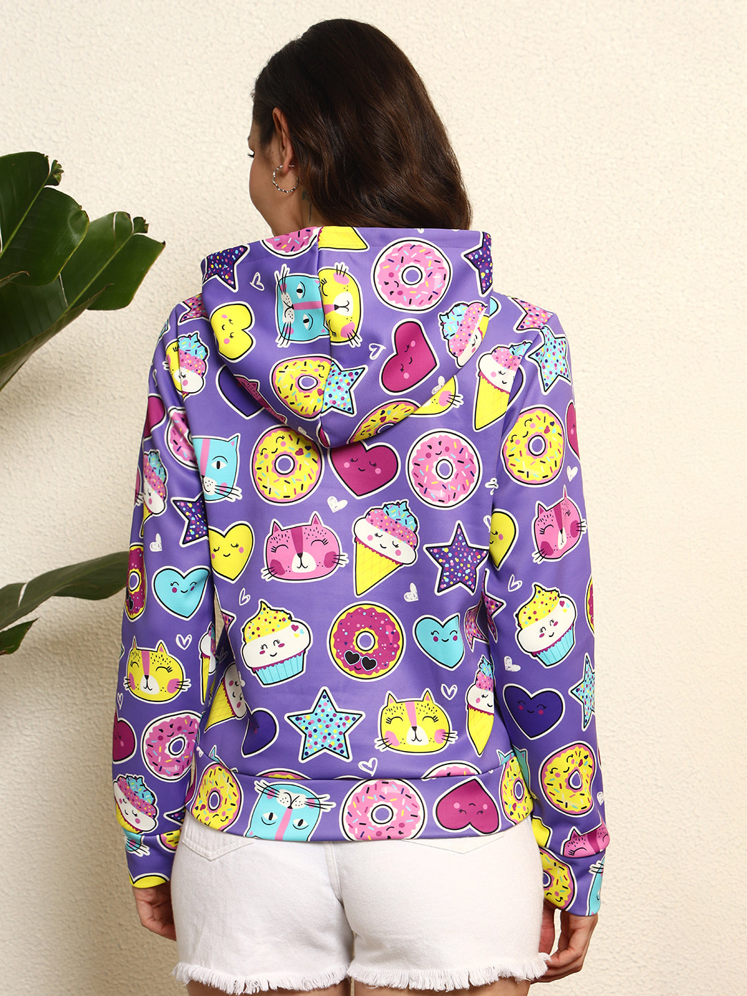 TANDUL Women Purple Printed Hoodie