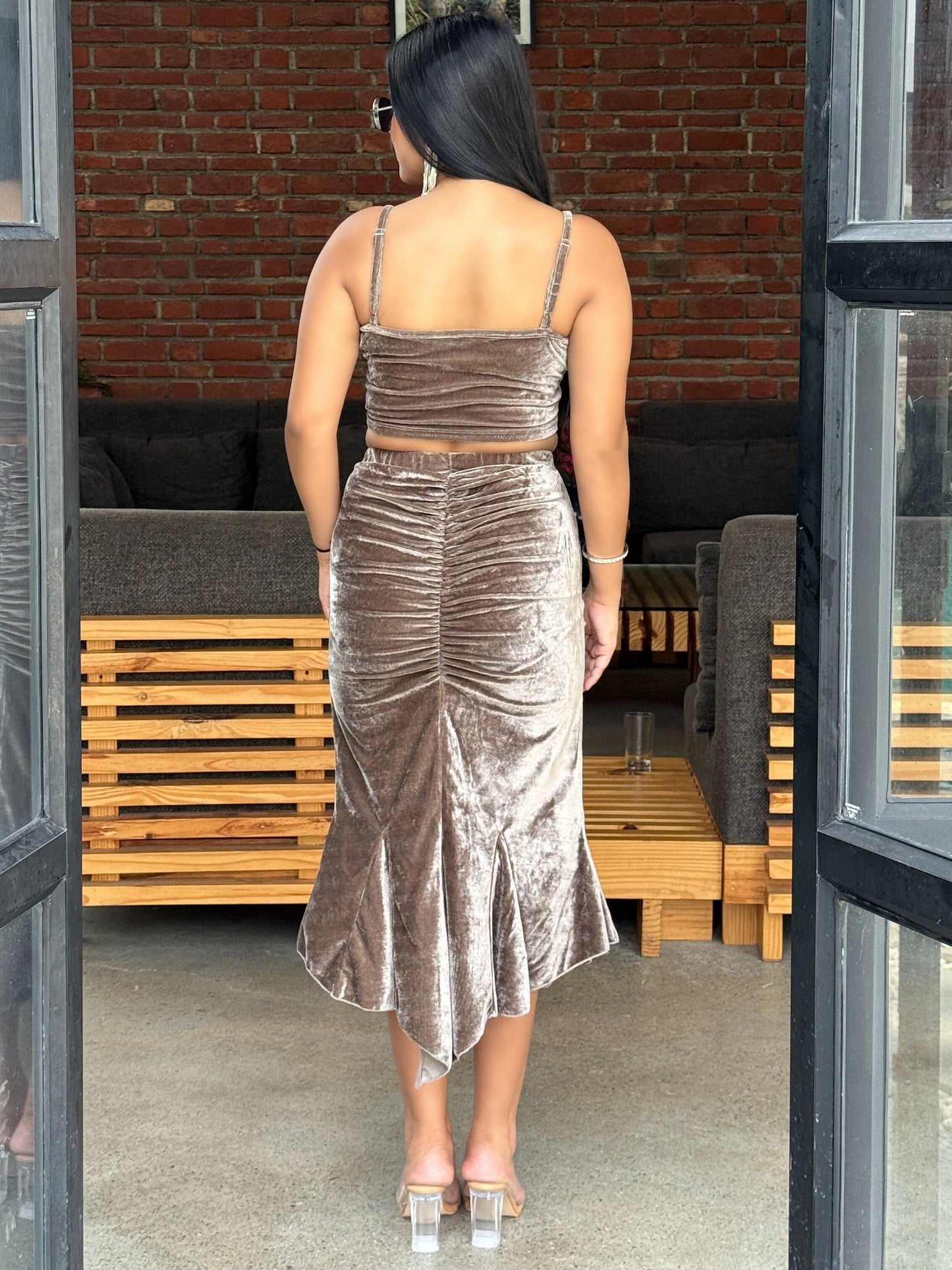 TANDUL Women Exquisite Grey Velvet Co-ord Set