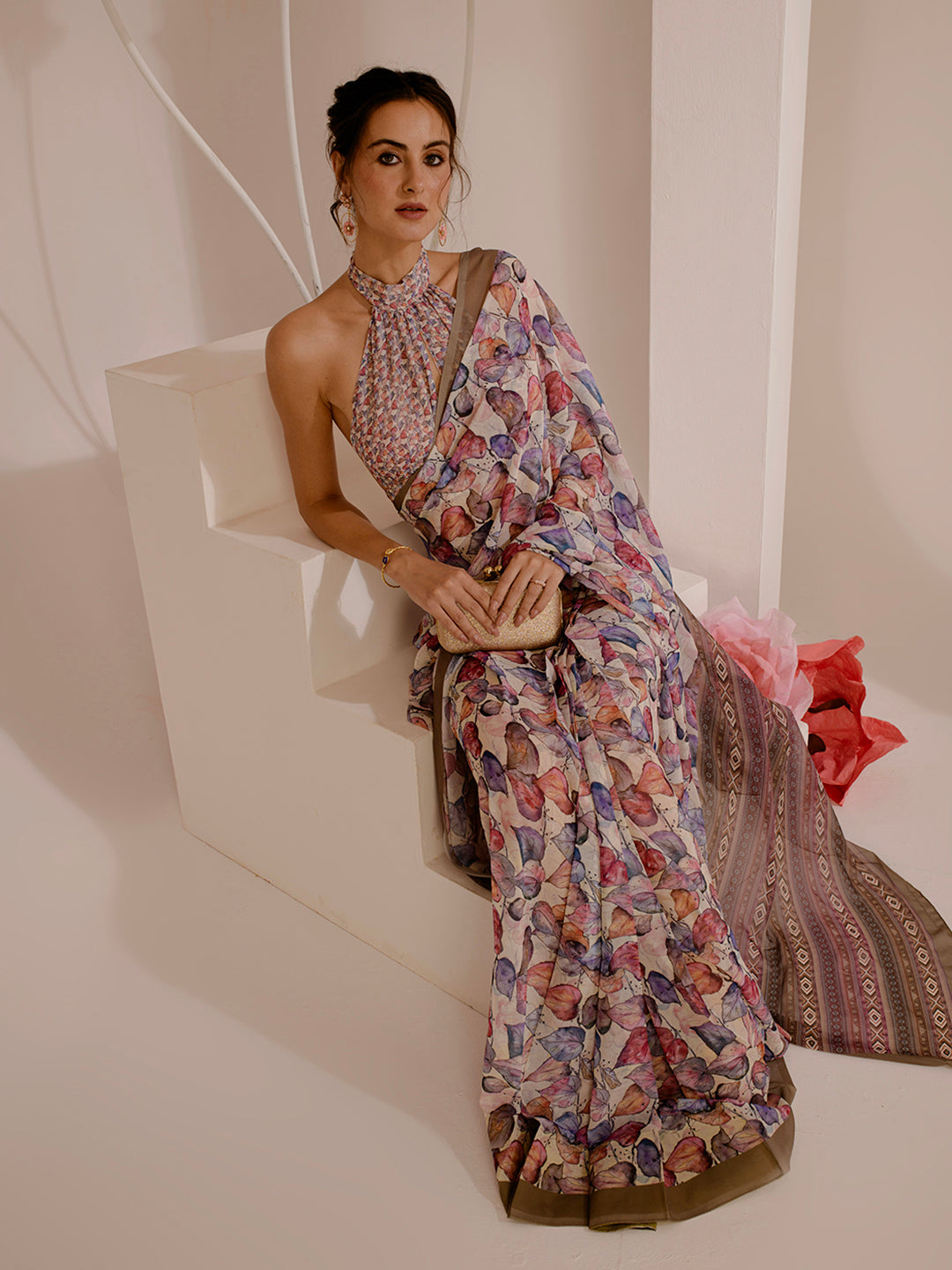 ELTIRE Exquisite Printed Bollywood Style Georgette Sari