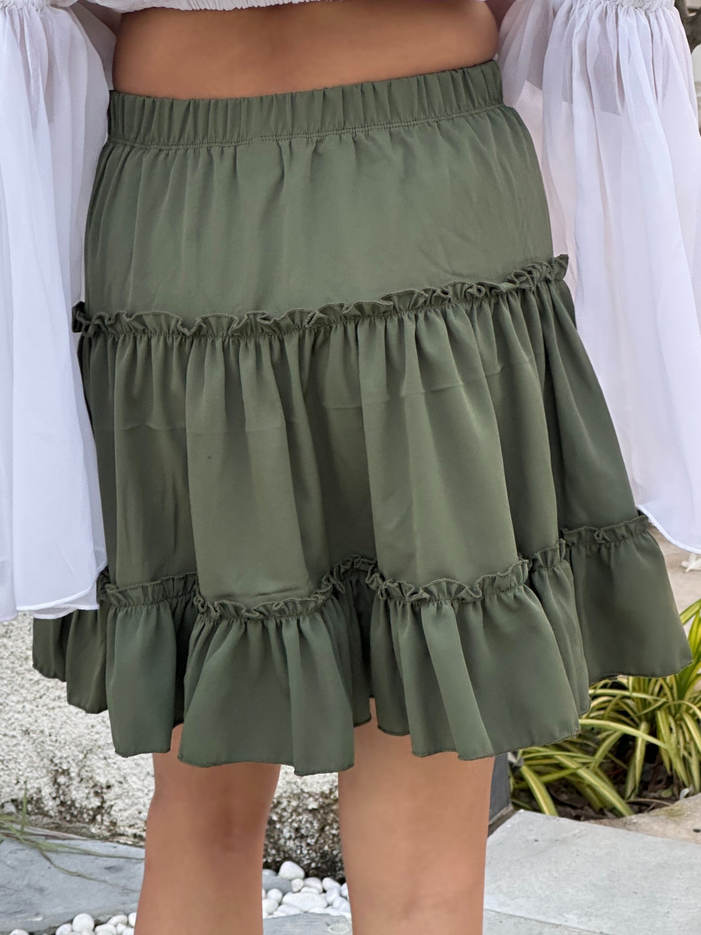 TANDUL Women Stunning Green Ruffled Skirt