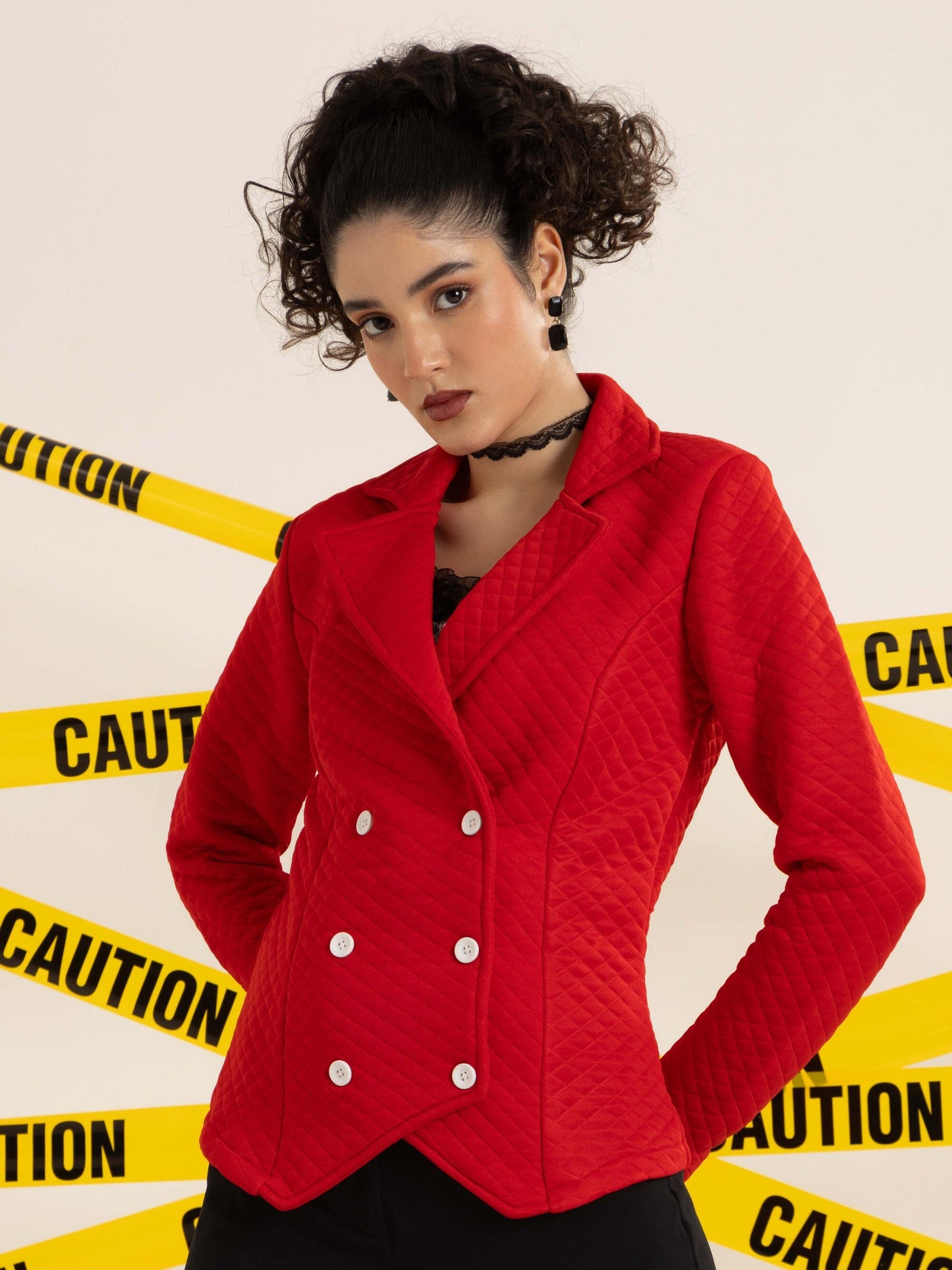 TANDUL Women Elegant Red Blazer