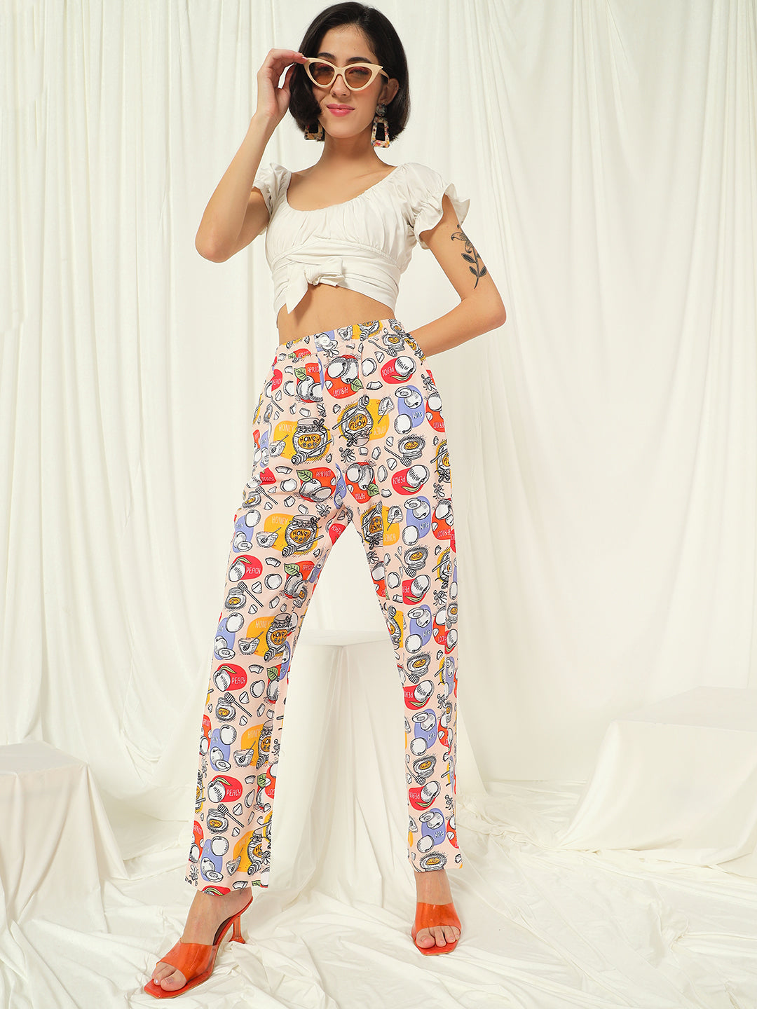 TANDUL  Women Regular Fit Beige Lycra Blend Trousers