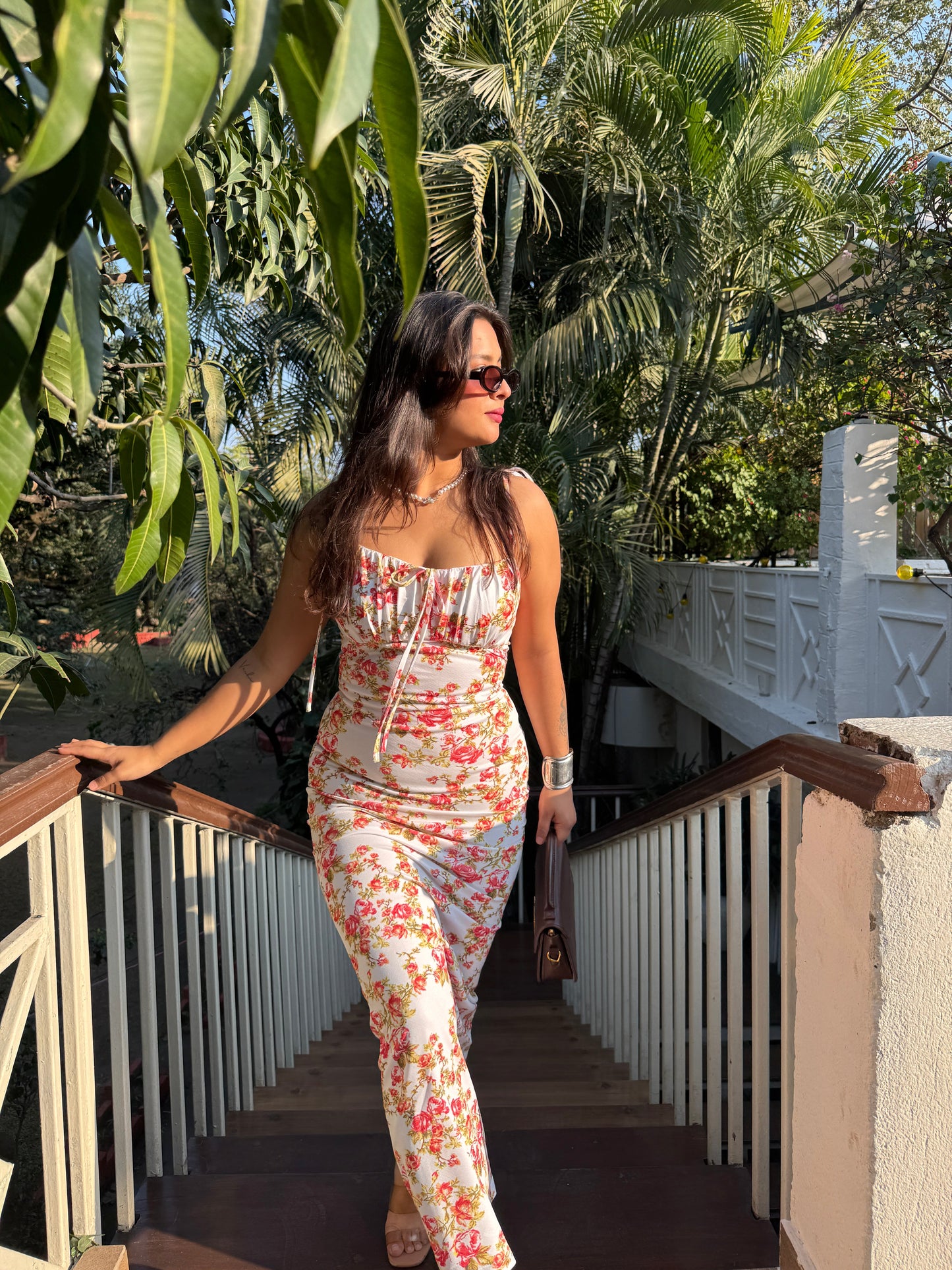 TANDUL  Women Maxi White, Orange, Green Dress