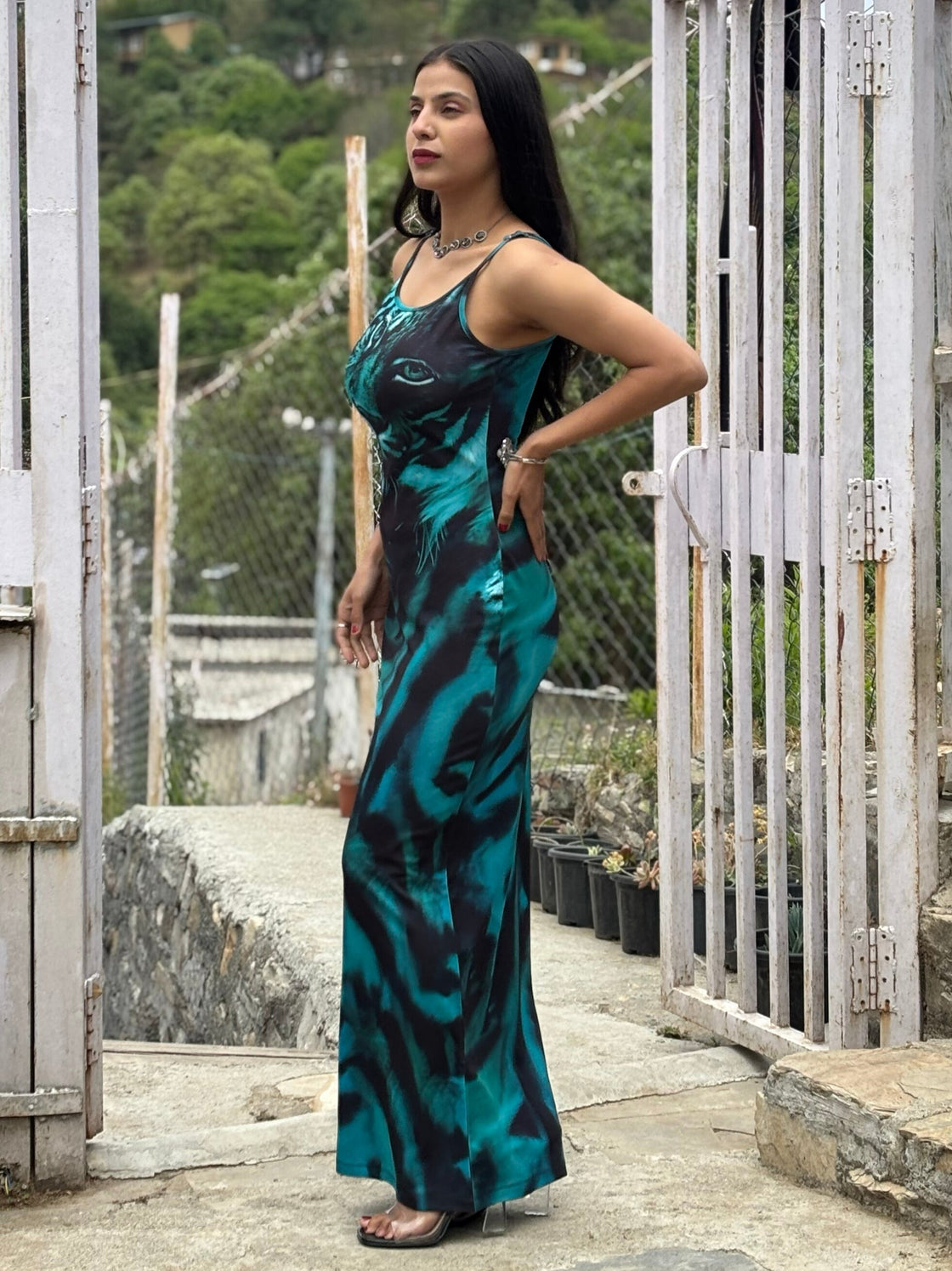 TANDUL Women's Tiger Printed Bodycon Dress