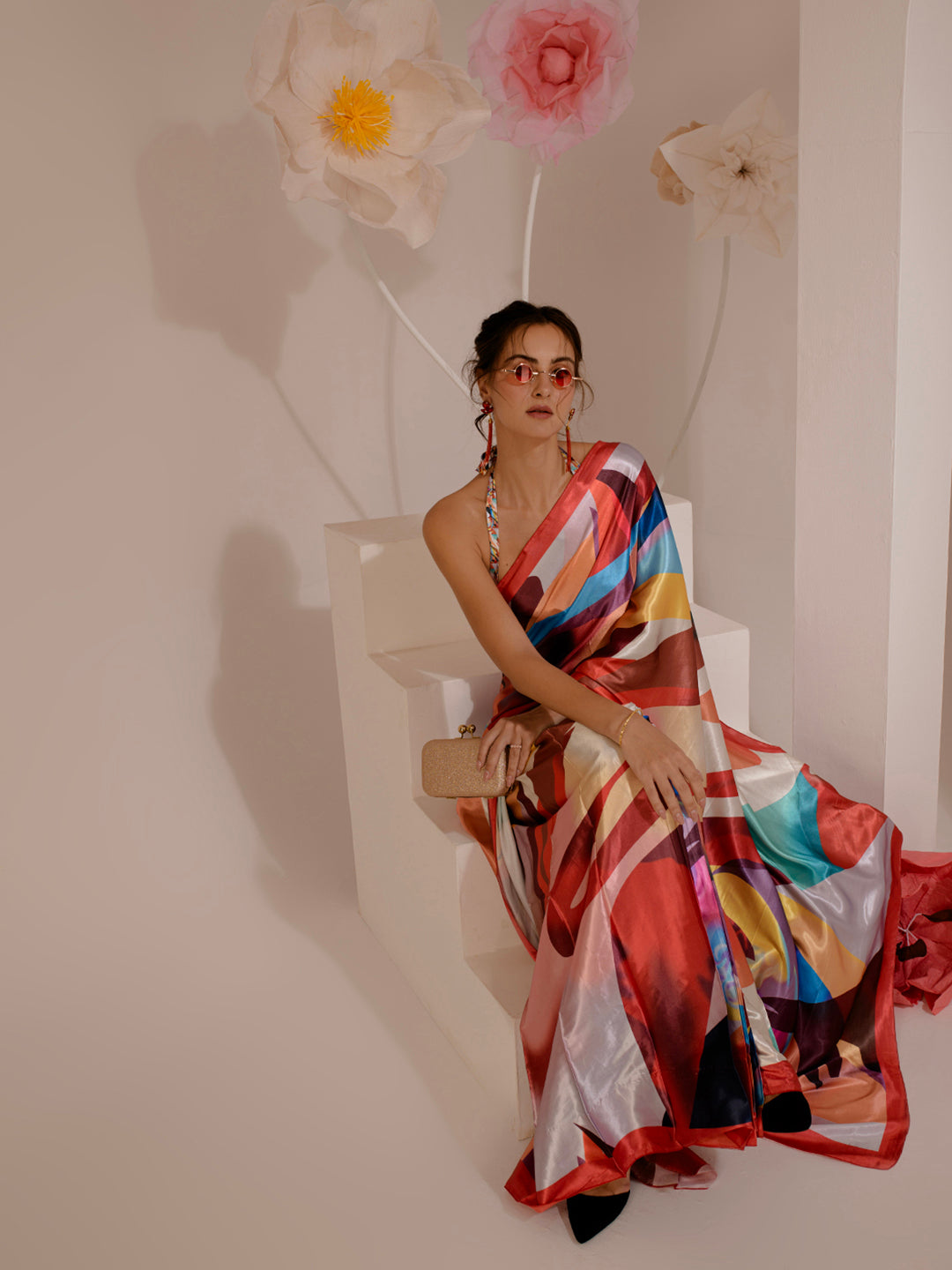 ELTIRE Exquisite Printed Bollywood Style Satin Saree