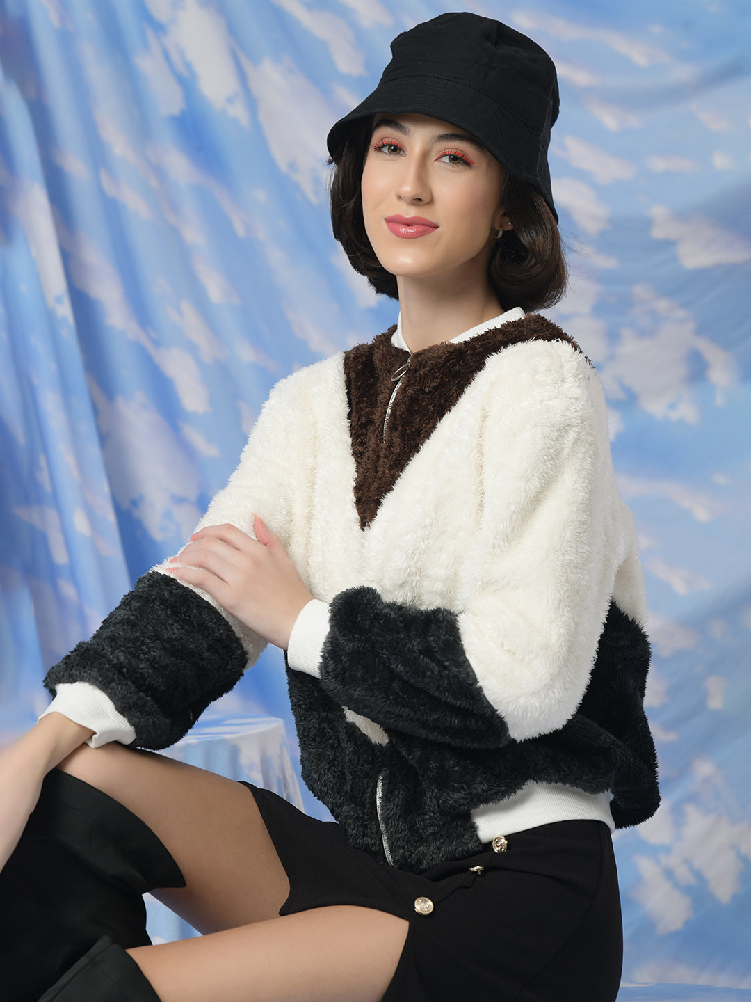 TANDUL  Women Colorblock Fleece Jacket
