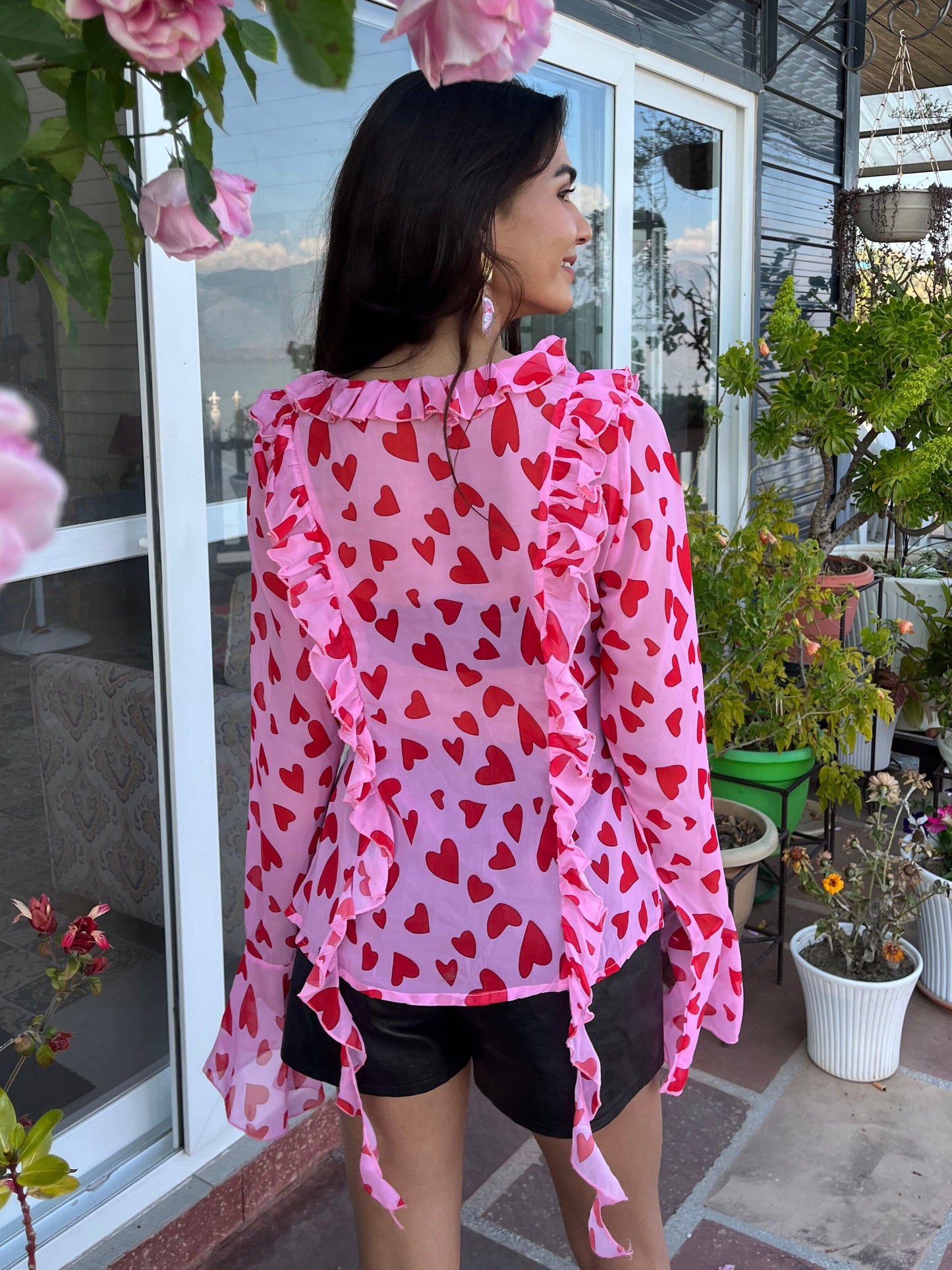 TANDUL Women Charming Heart Printed Pink Top