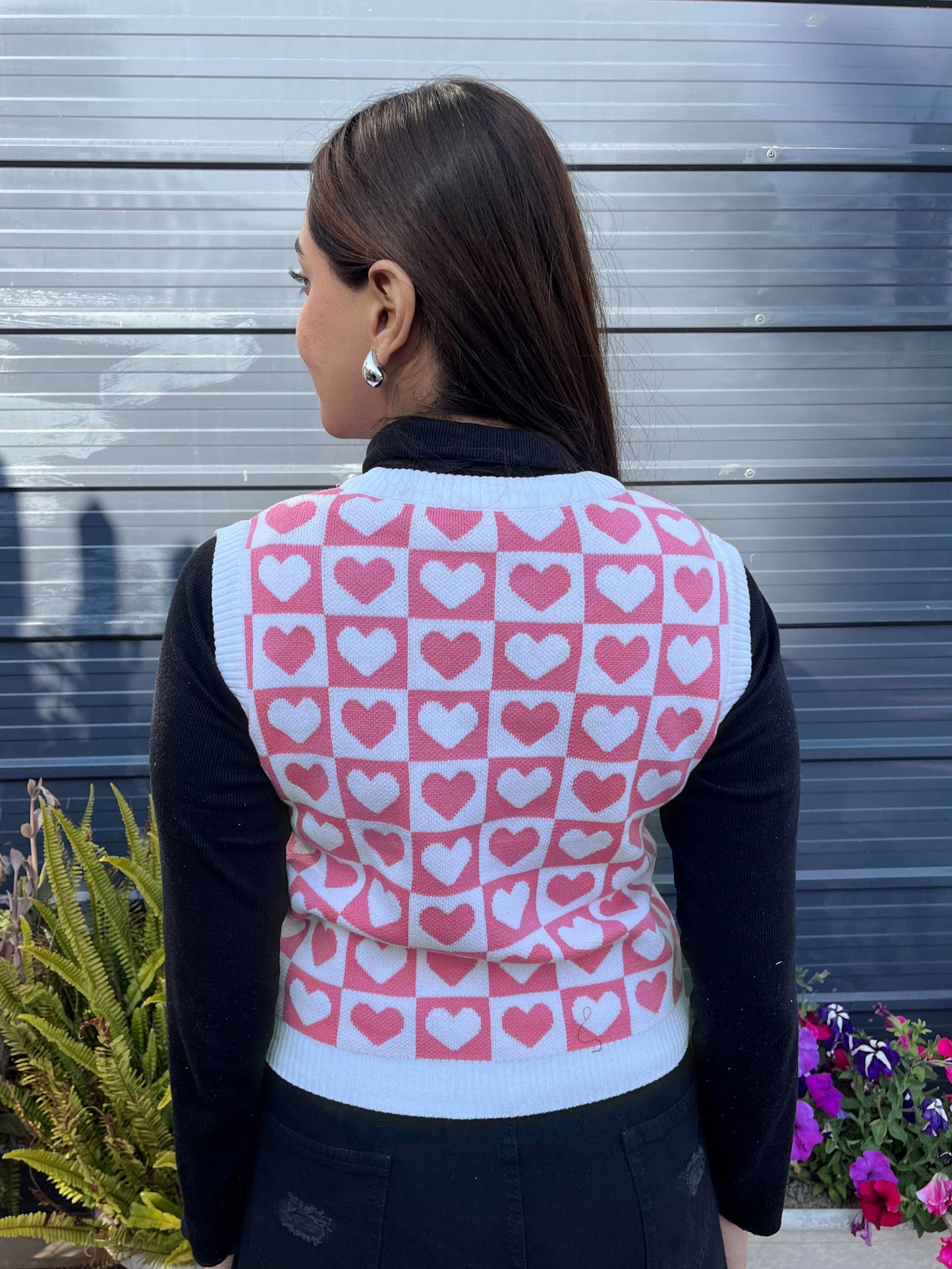 TANDUL Women Charming Pink and White Heart Sweater