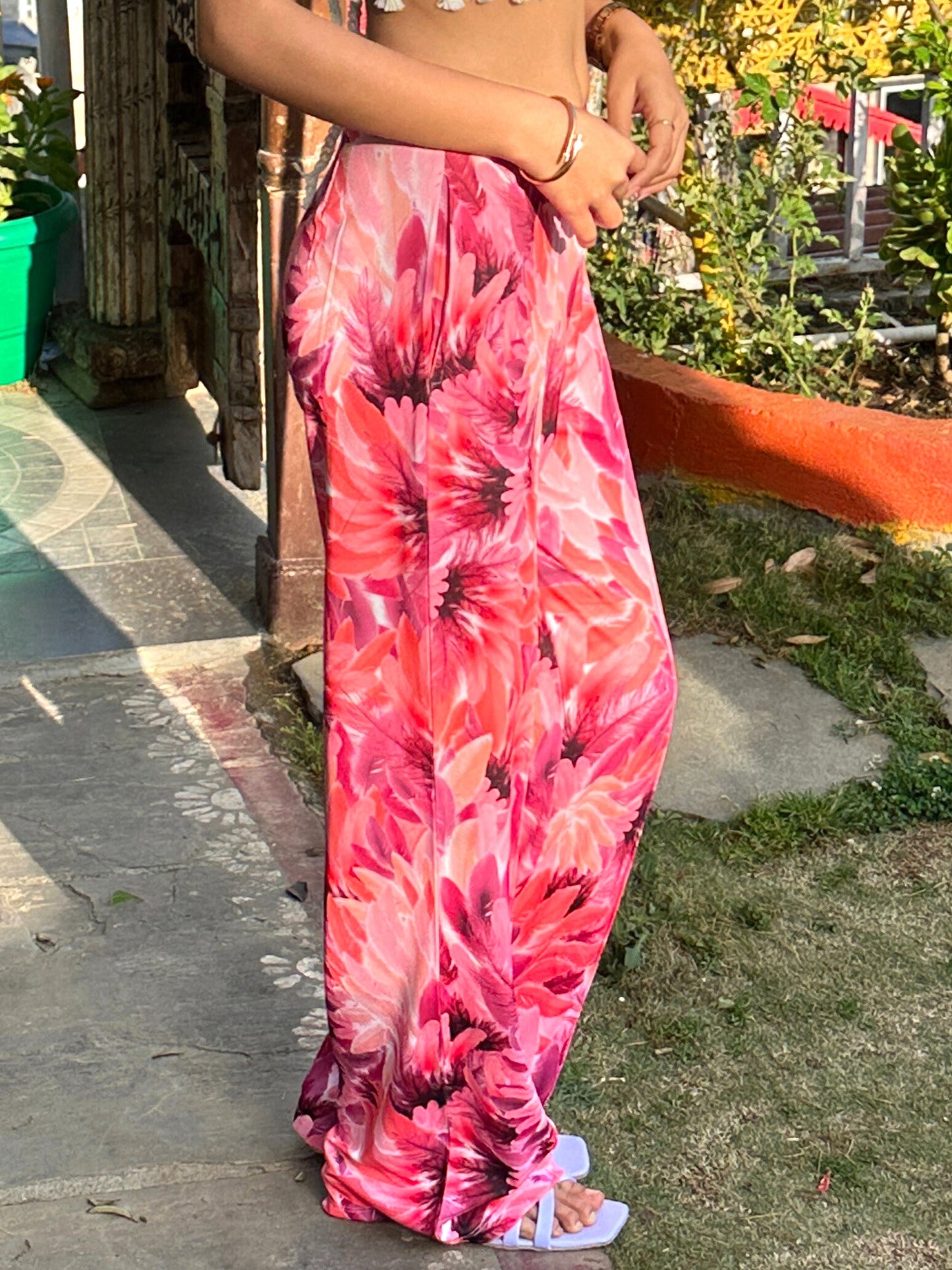 TANDUL Women Pink Feather Printed Trouser