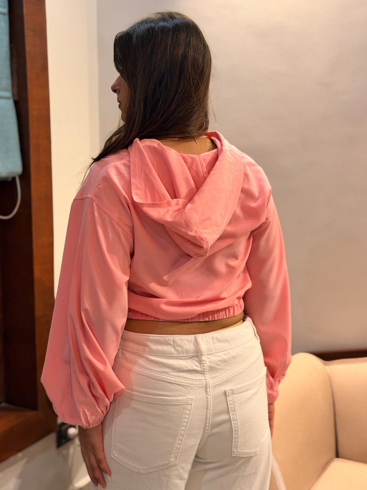 TANDUL Women’s Pink Summer Utility Jacket with Hood and Cargo Pockets