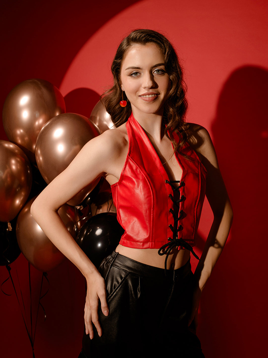 TANDUL  Casual Sleeveless Solid Women Red Top