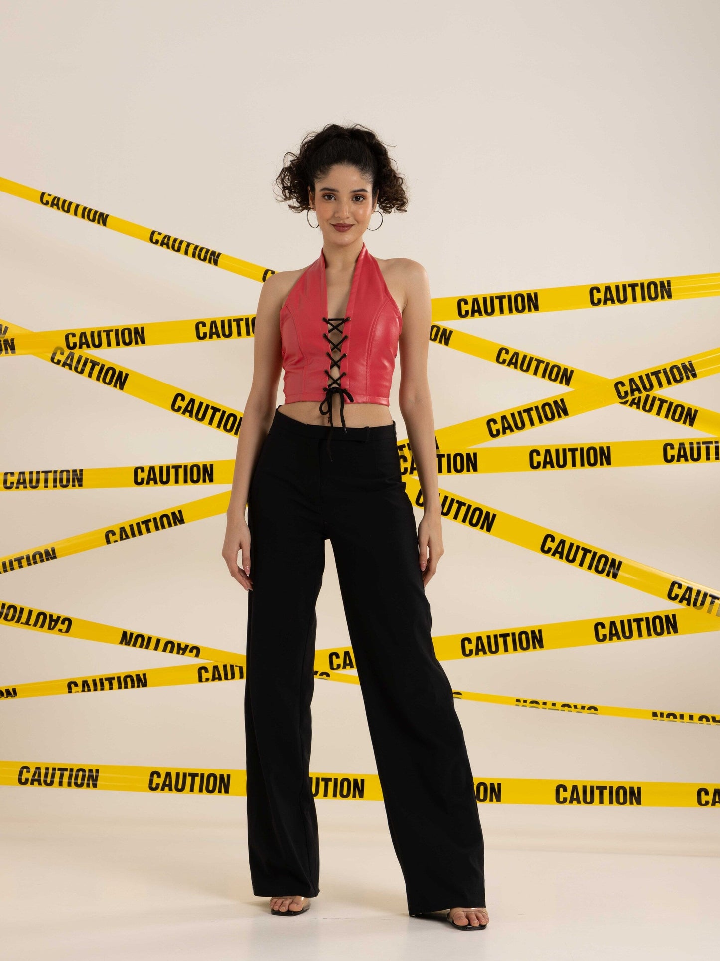 TANDUL Stylish Pink Leather Top