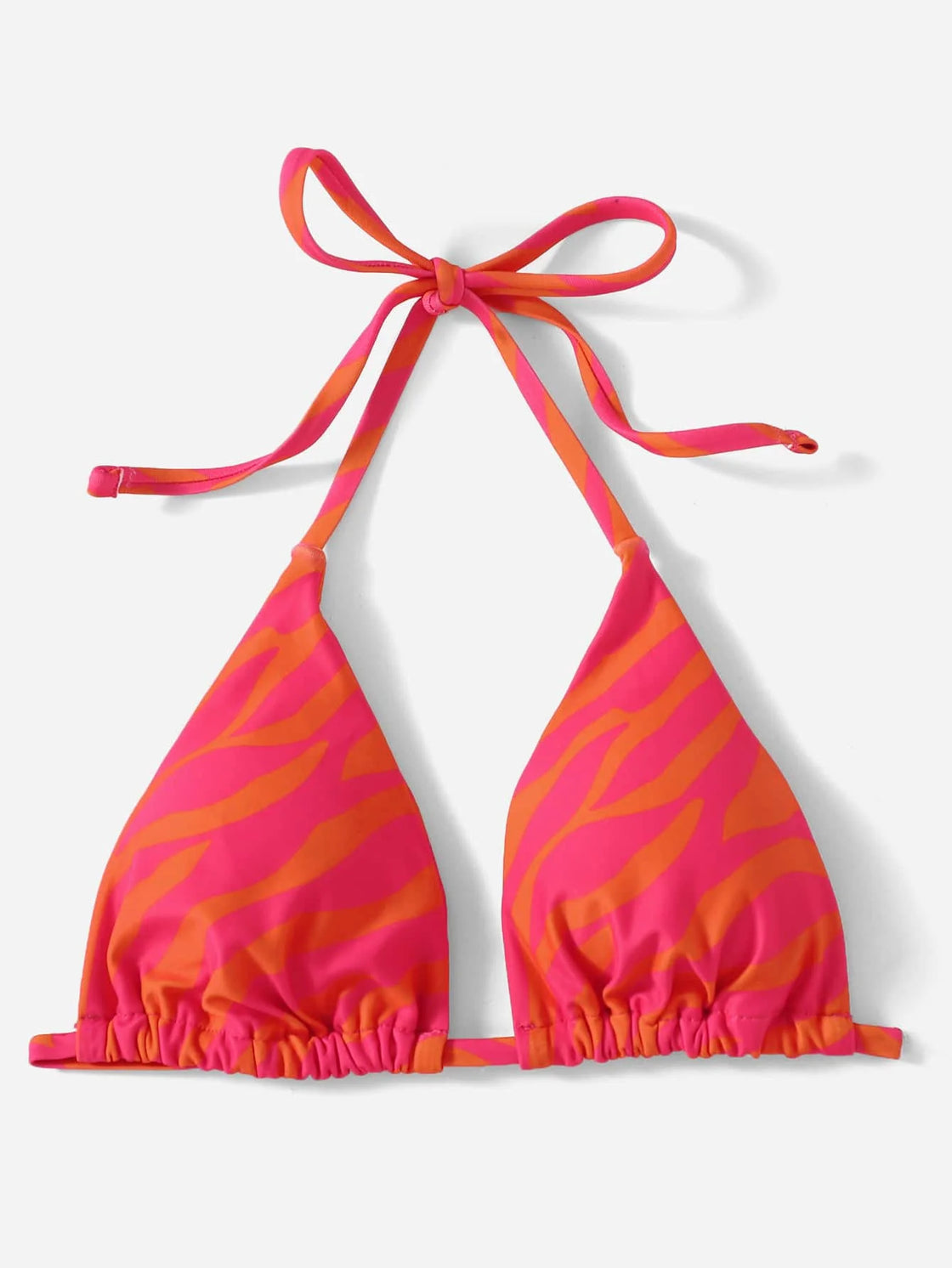 ELTIRE  Pink  Zebra Striped Pattern Thong Bikini