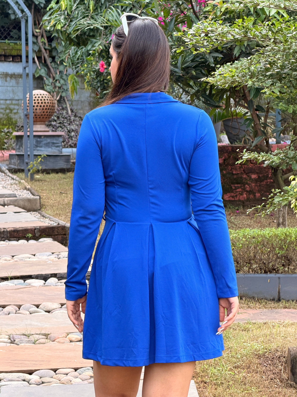 TANDUL Women Double-Breasted Long-Sleeve Mini Jacket Dress
