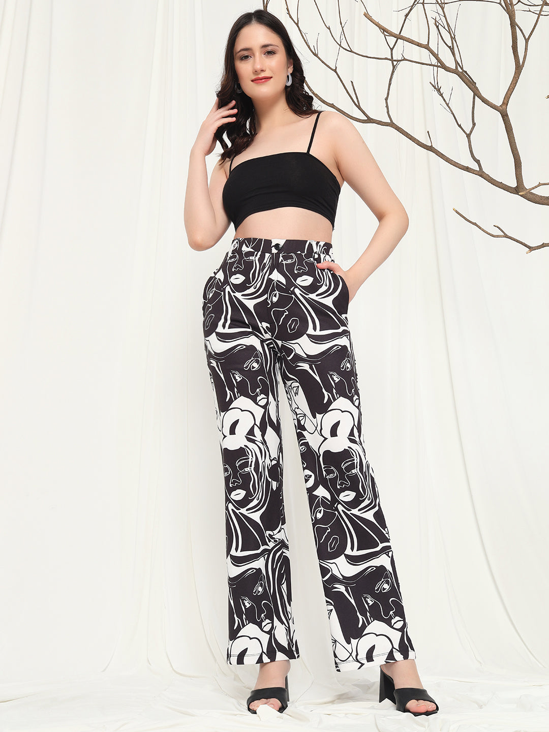 TANDUL  Women Regular Fit Black Lycra Blend Trousers