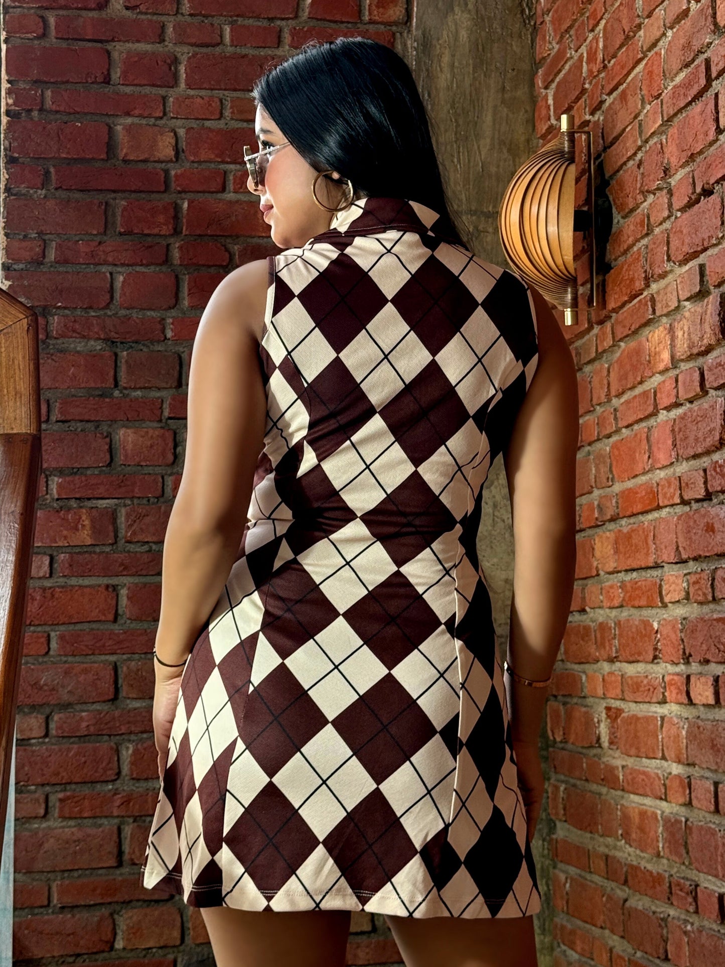 TANDUL Women Charming Brown Checkered Dress