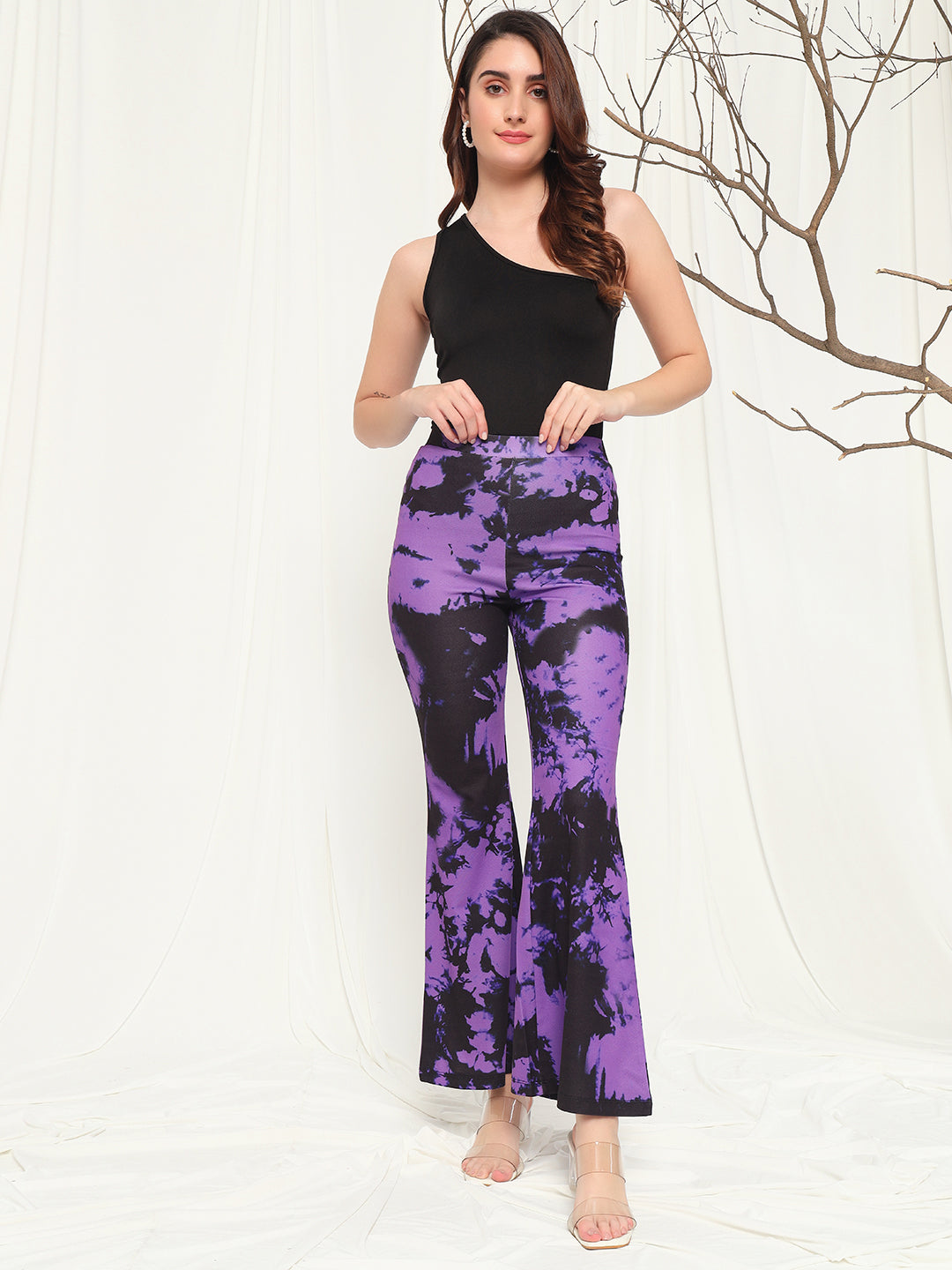 TANDUL  Women Regular Fit Purple Lycra Blend Trousers