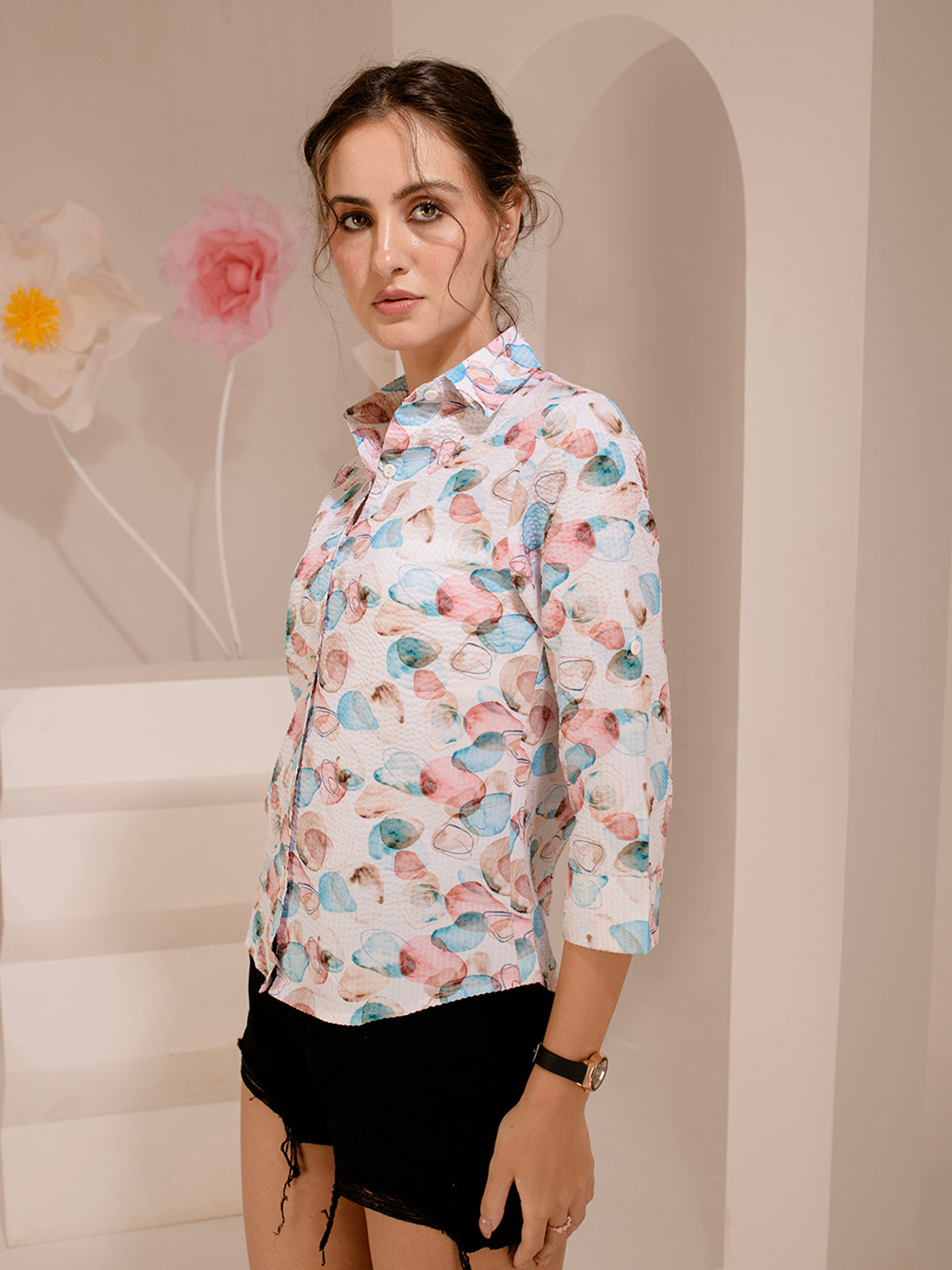 TANDUL  Women Regular Fit Printed Built-up Collar Casual Shirt