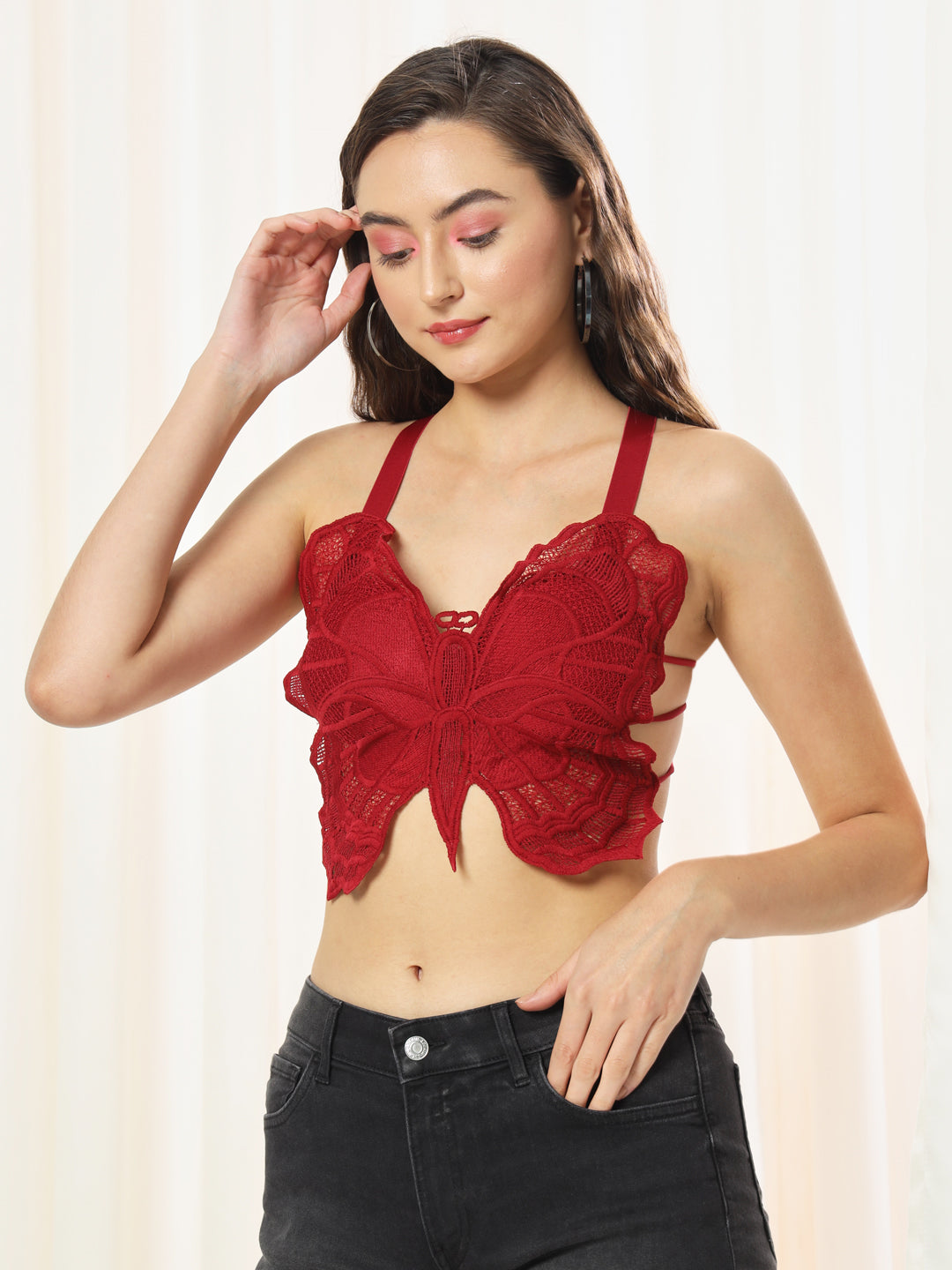 TANDUL  Casual Sleeveless Solid Women Maroon Top
