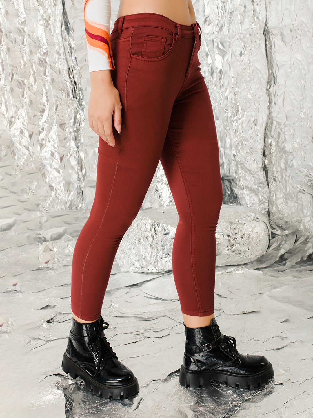 TANDUL  Women Regular Mid Rise Maroon Jeans