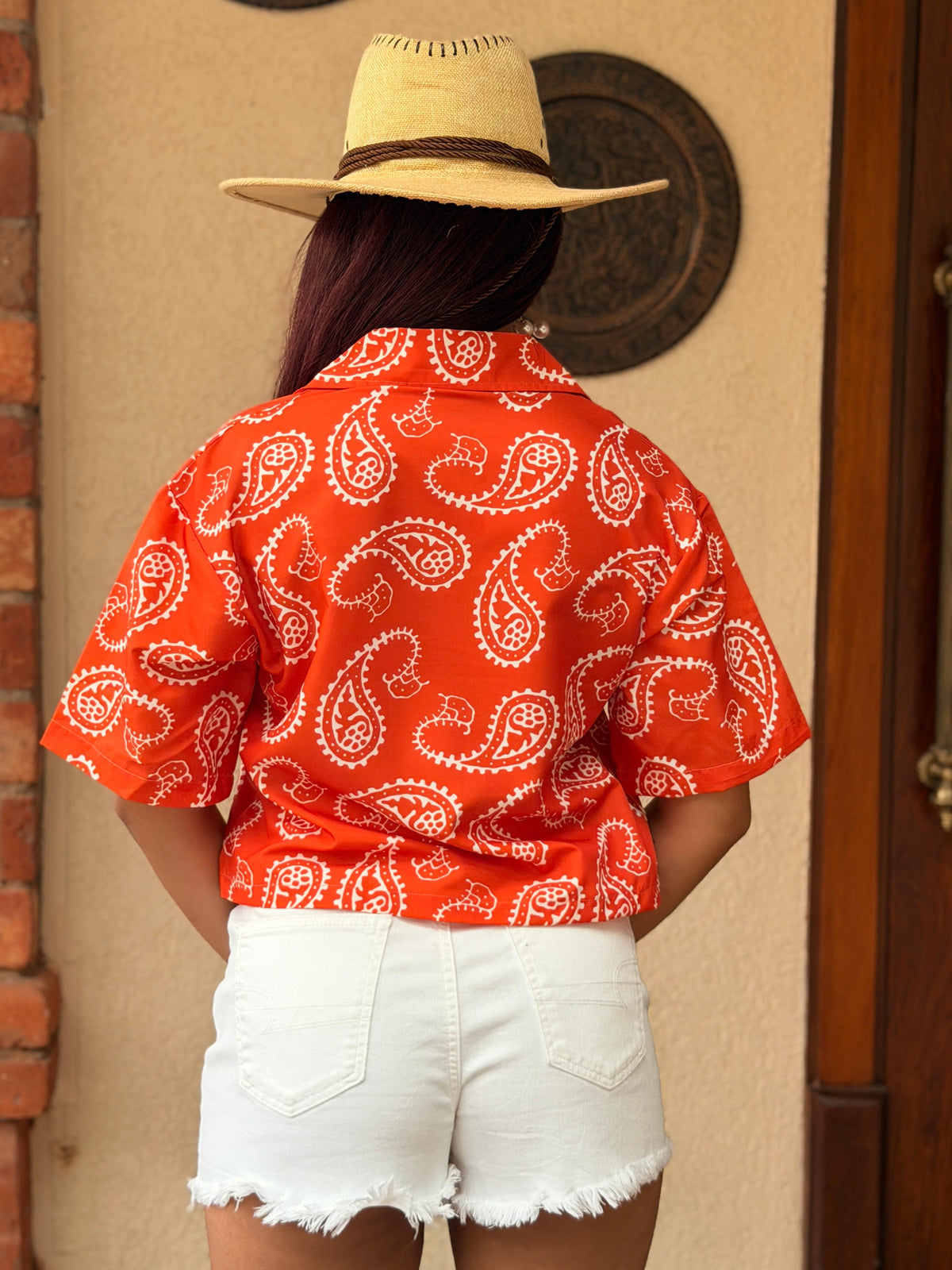 TANDUL Women Striking Orange Paisley Printed Shirt