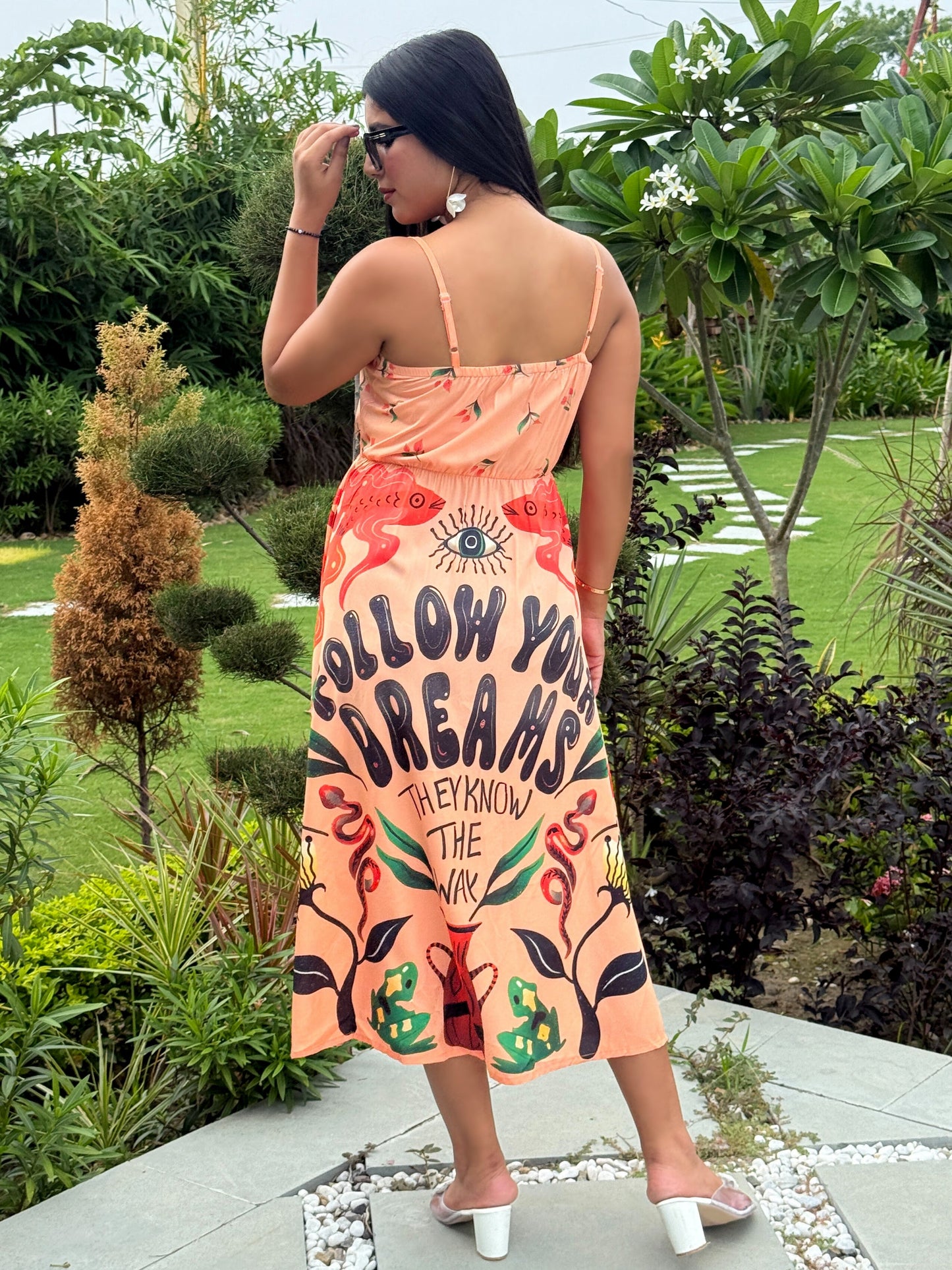 TANDUL Women Orange Inspiring Quote Dress