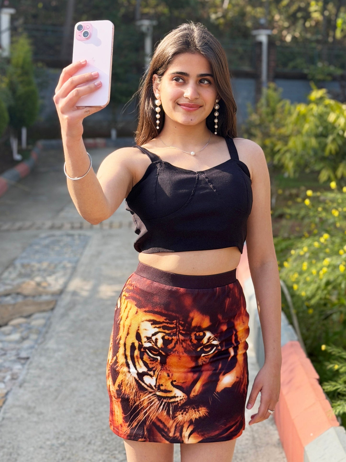 TANDUL Women Stunning Tiger Printed Skirt