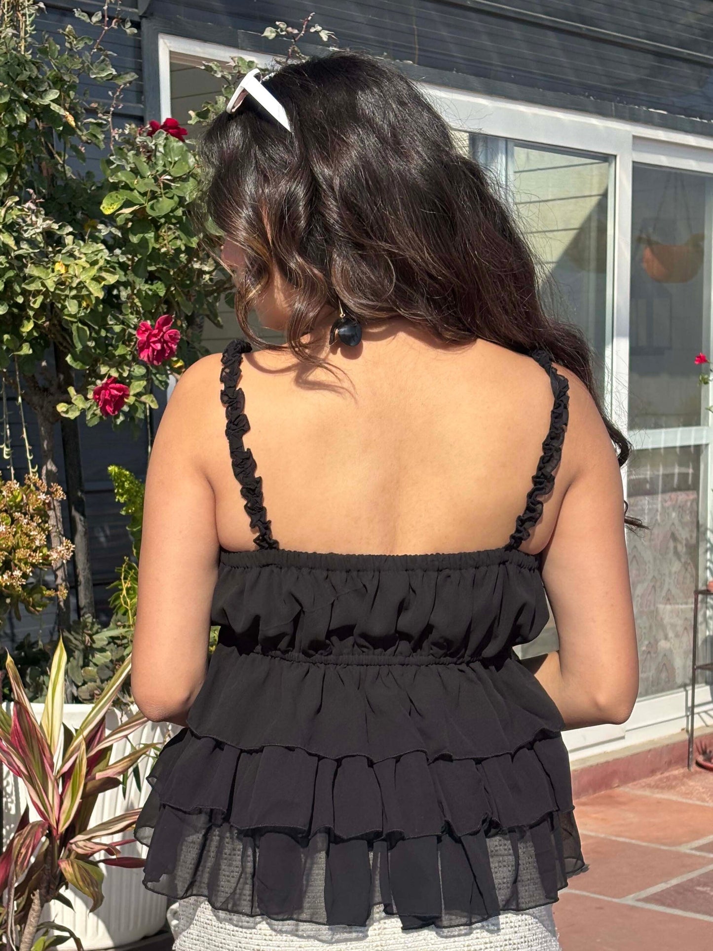 TANDUL Women Elegant Black Georgette Top