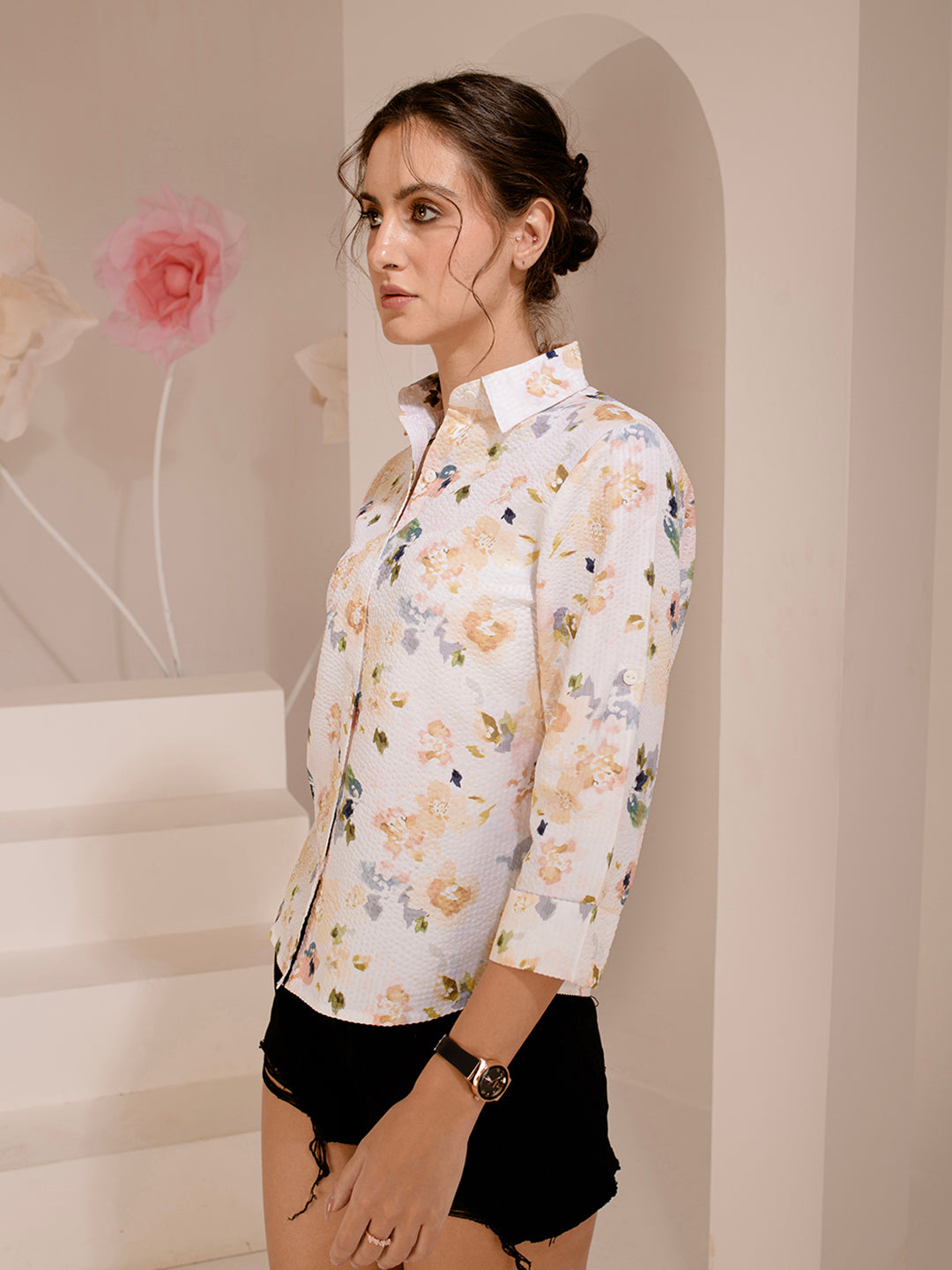 TANDUL  Women Regular Fit Printed Built-up Collar Casual Shirt