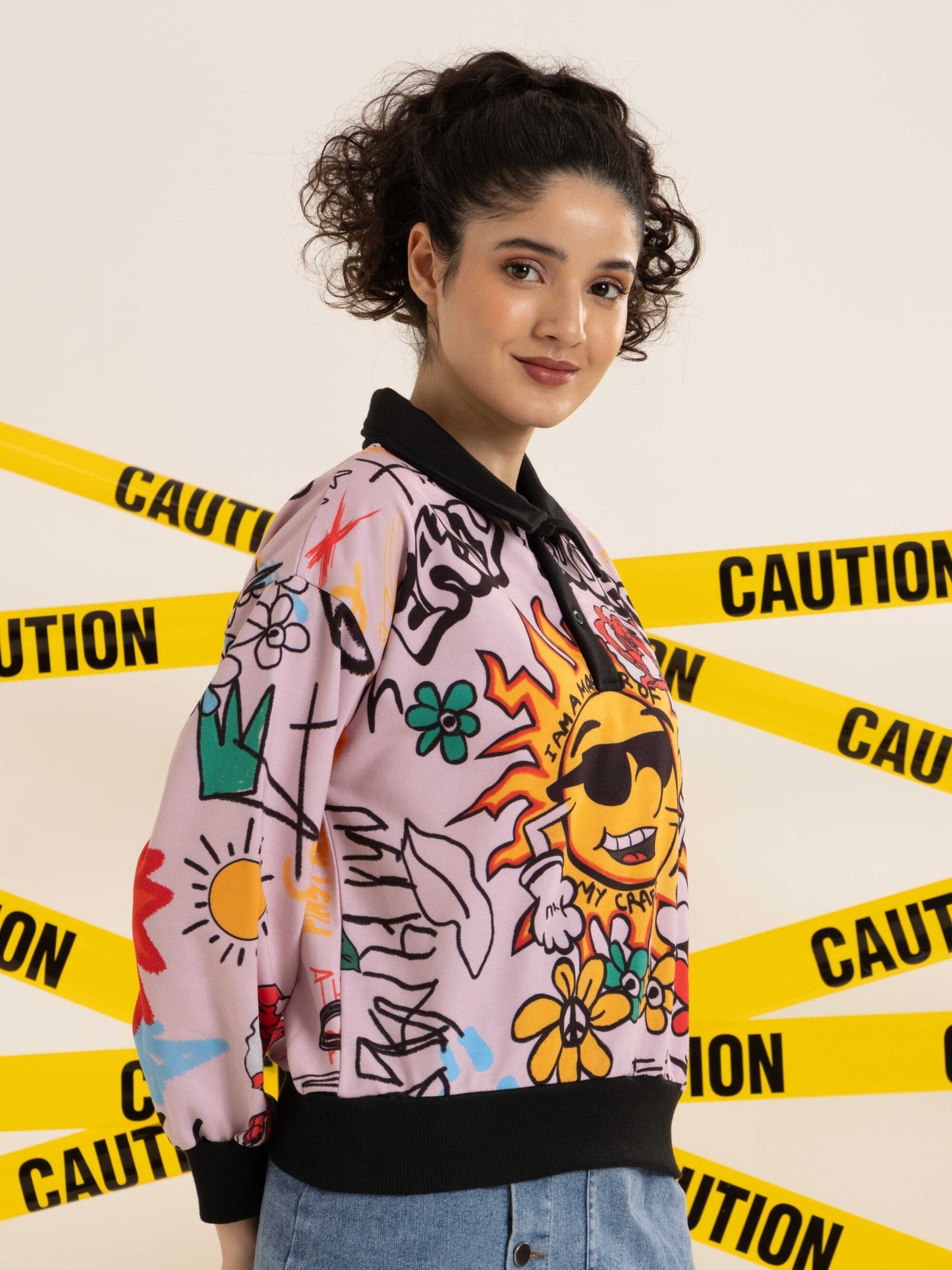 TANDUL Pink Printed Casual Sweatshirt