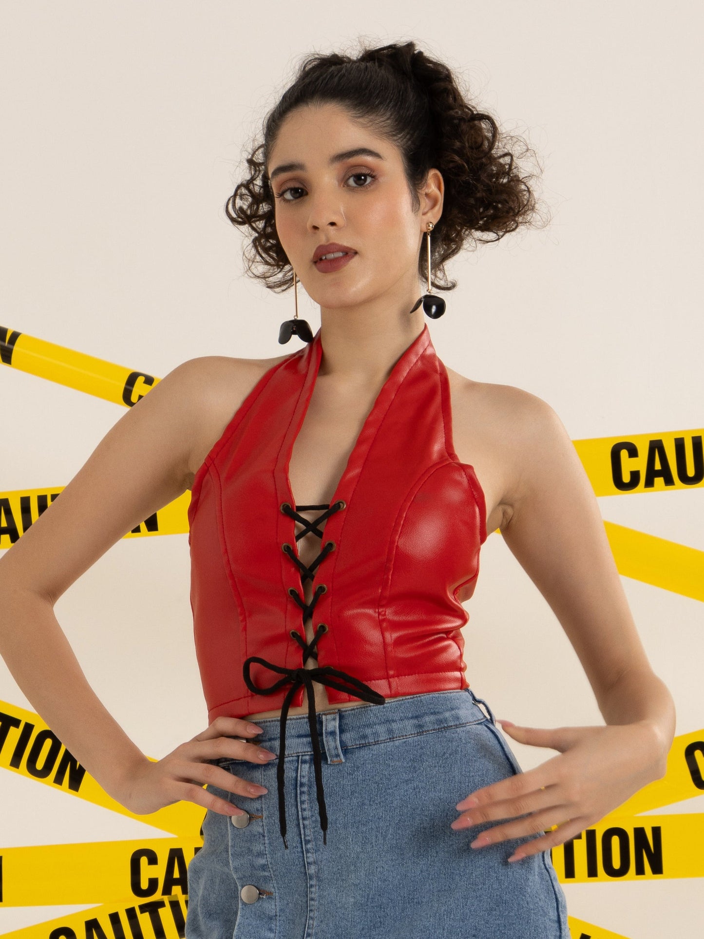 TANDUL  Casual Sleeveless Solid Women Red Top