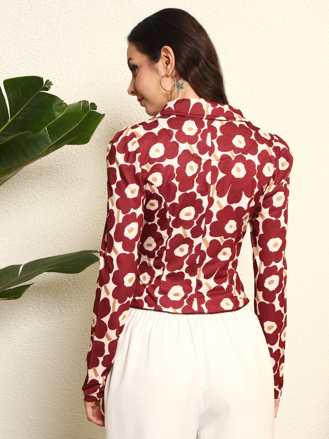 TANDUL  Fleece Floral Print Coat For Women