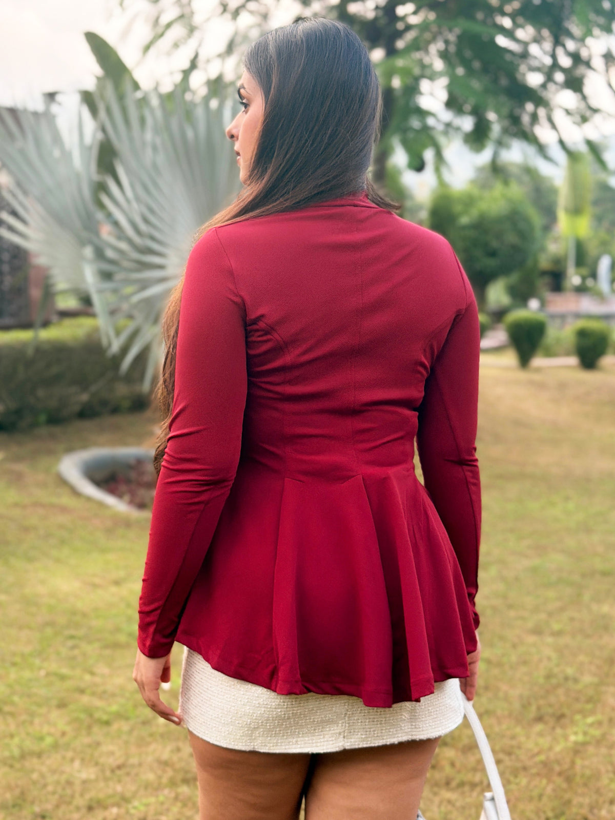 TANDUL Women Chic Maroon Tailored Full Sleeve Top