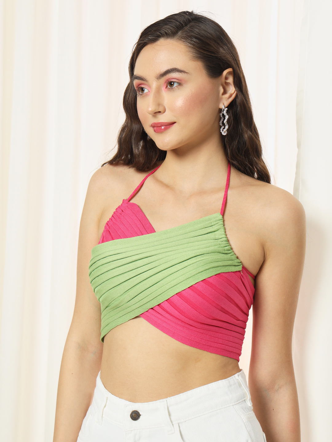 TANDUL  Casual Sleeveless Solid Women Green Top