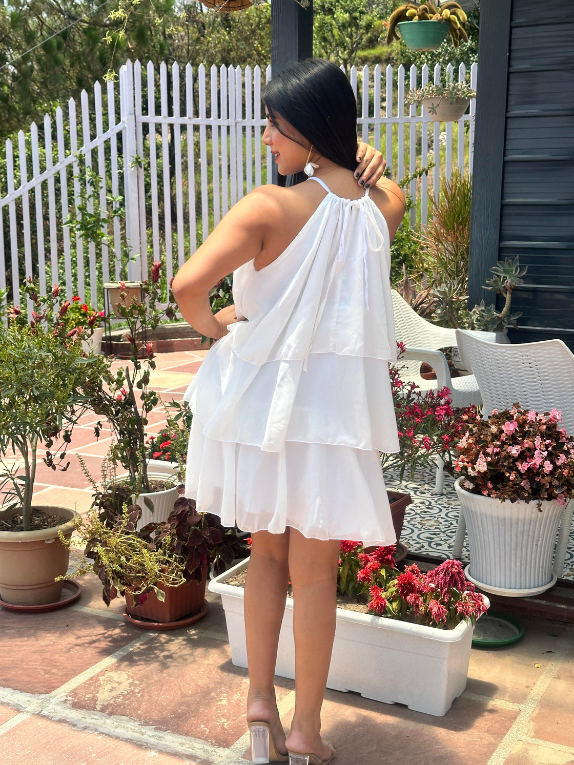 TANDUL Women White Georgette Dress