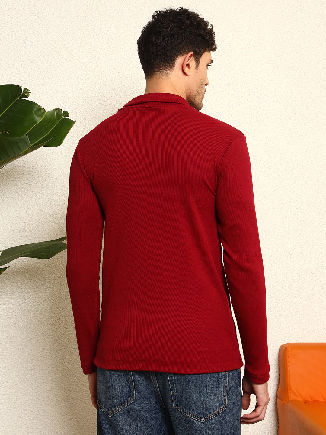 TANDUL  Men Solid Turtle Neck Maroon Sweater