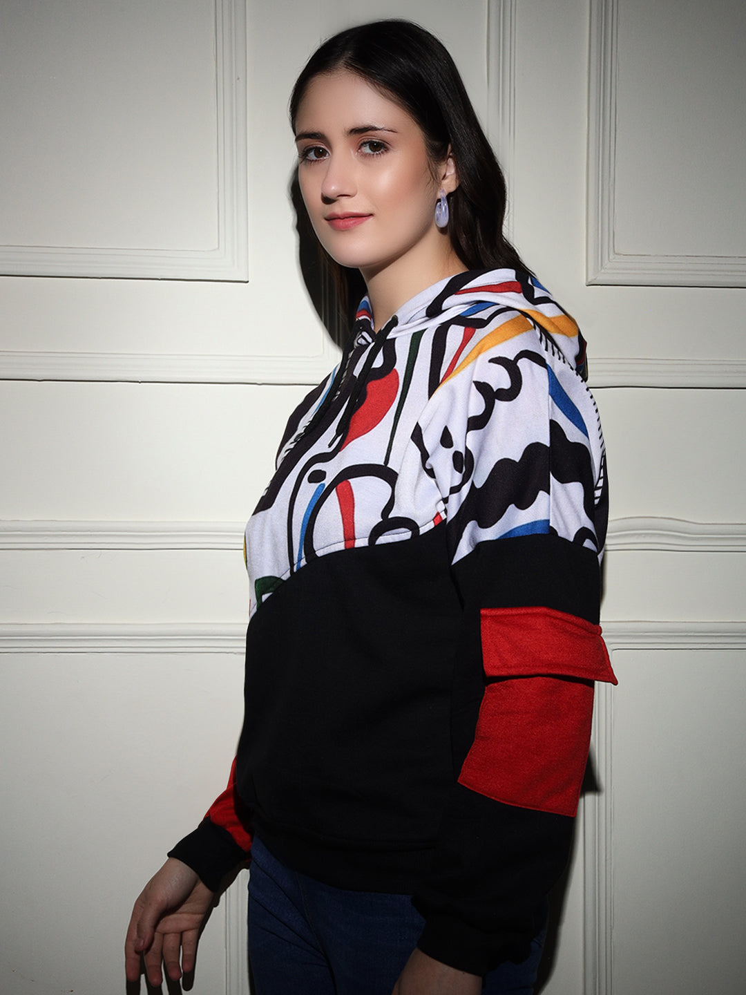 TANDUL  Women Full Sleeve Printed Hooded Sweatshirt