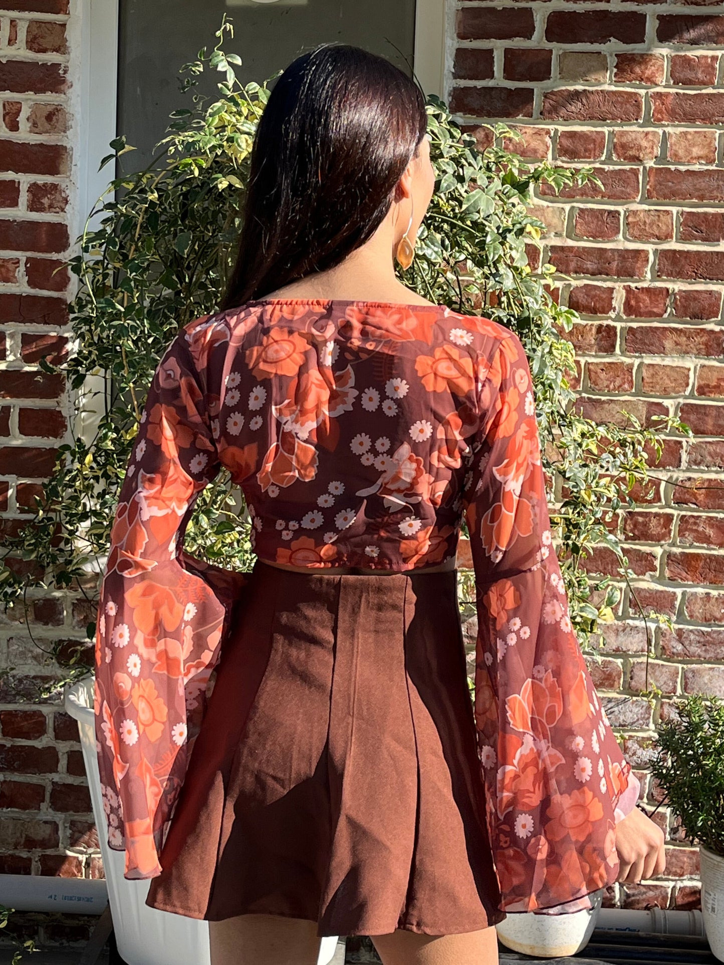 TANDUL Women Fit and Flare Brown Top