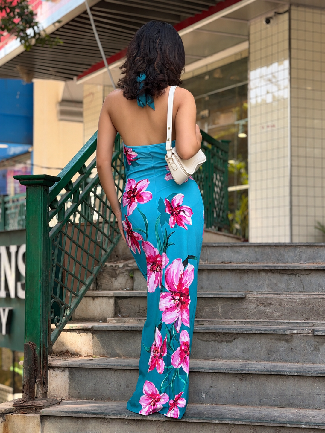 TANDUL Women Tropics Hibiscus Cowl Neck Maxi Dress